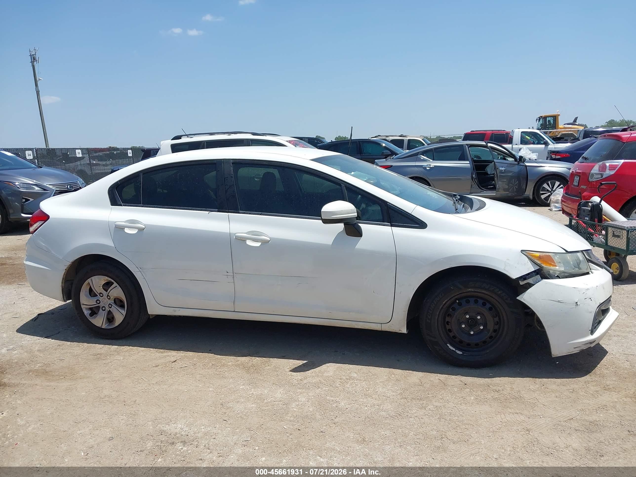 2014 Honda Civic Lx White vin: 19XFB2F57EE043199