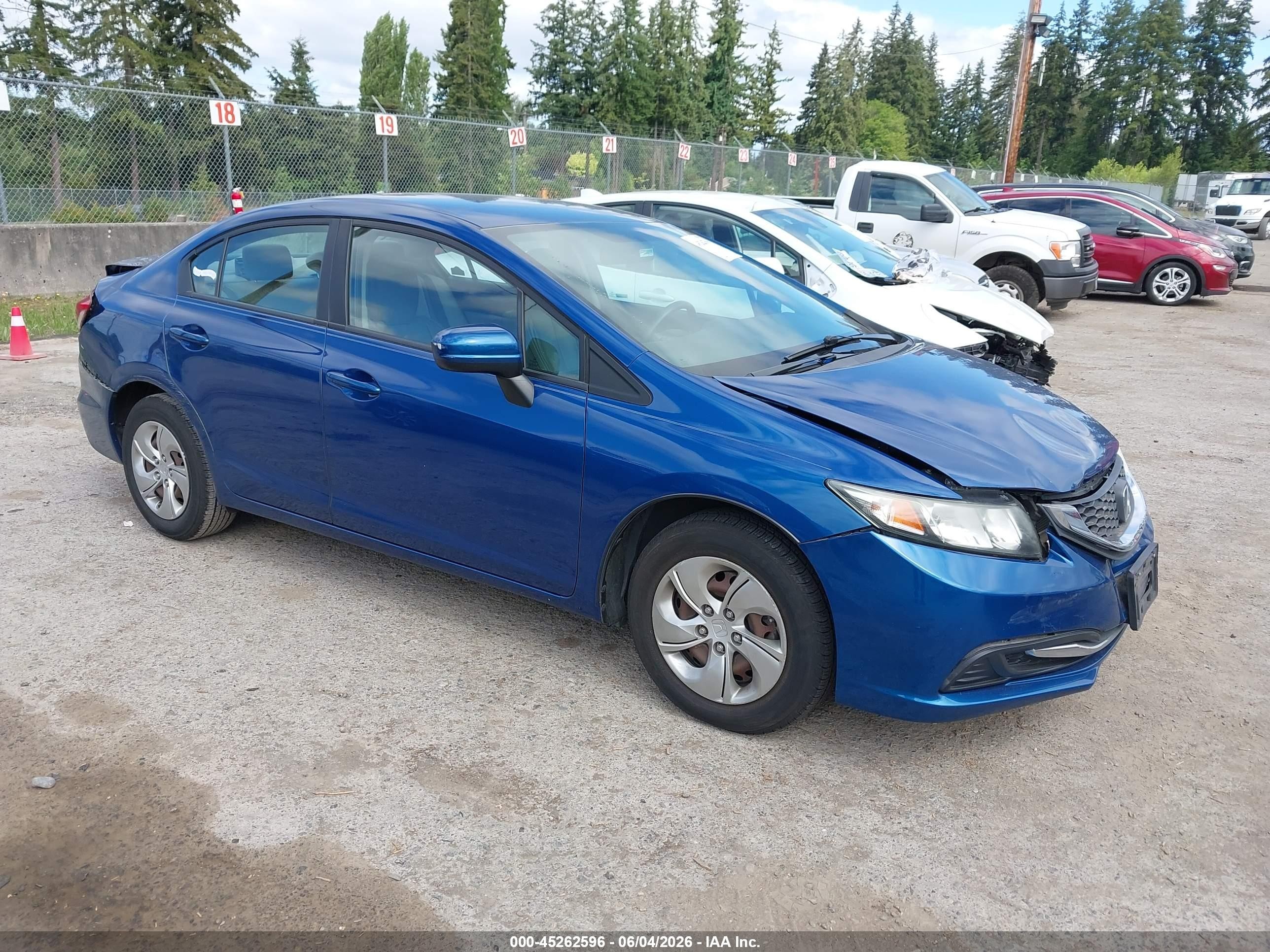 2014 Honda Civic Lx Blue vin: 19XFB2F57EE221290