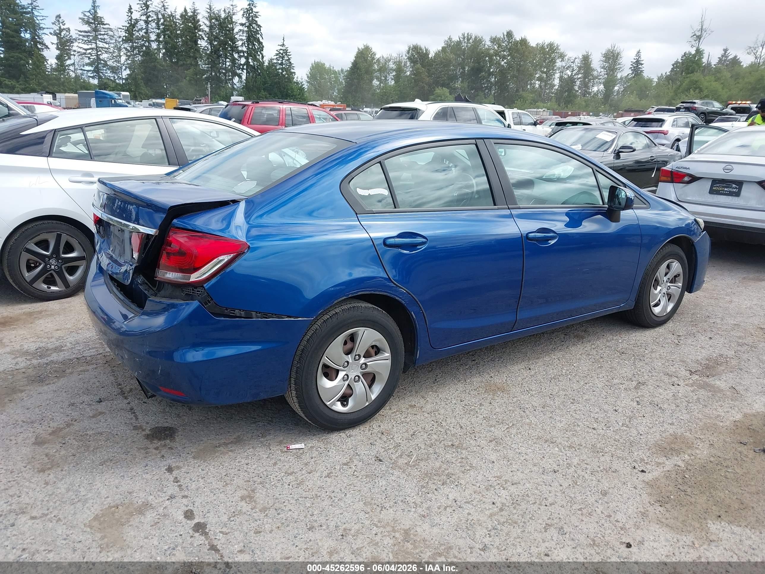 2014 Honda Civic Lx Blue vin: 19XFB2F57EE221290
