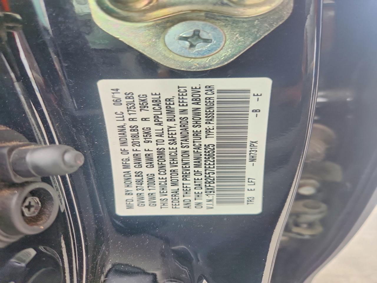 2014 Honda Civic Lx Угольный vin: 19XFB2F57EE256525