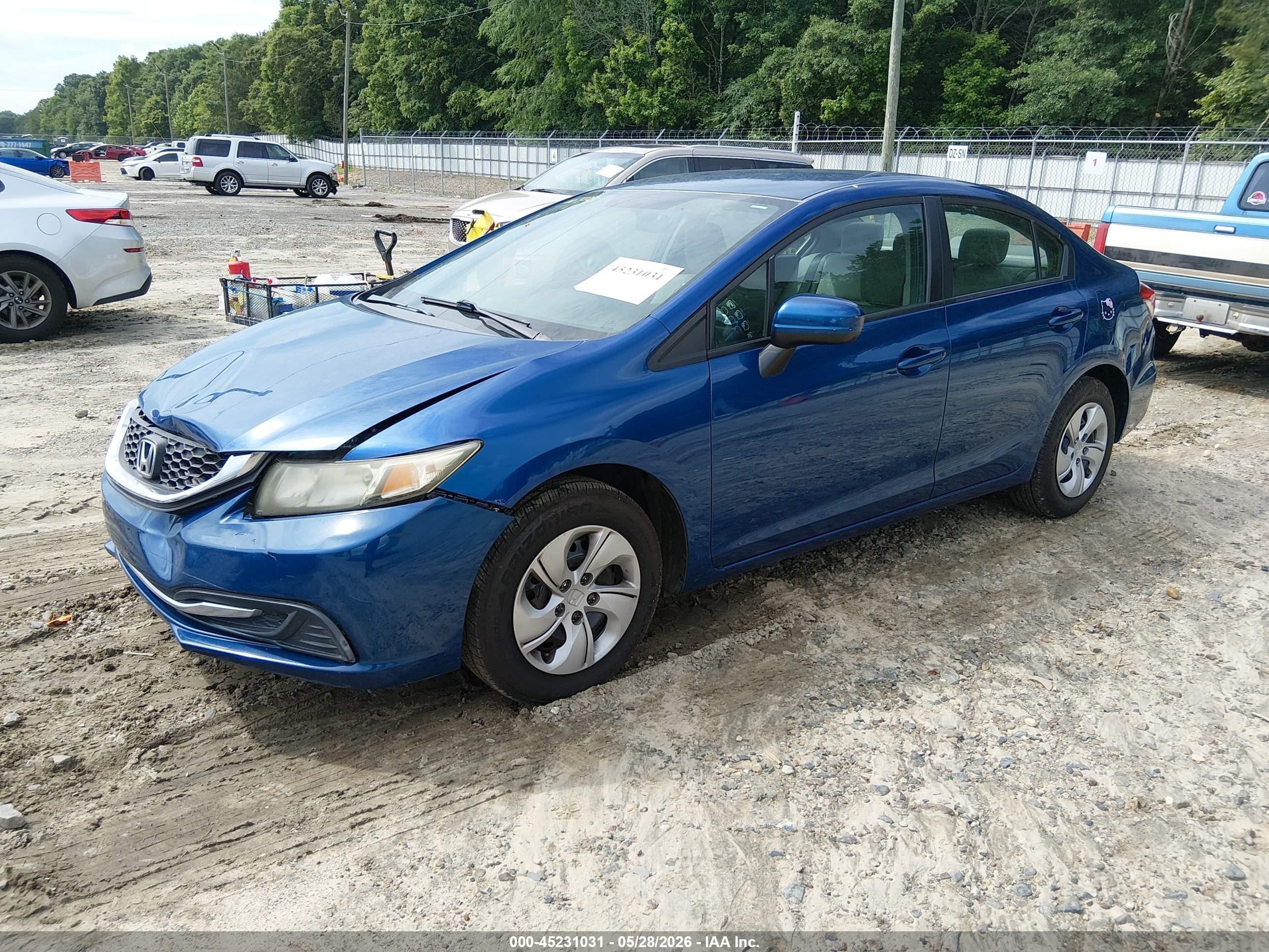 2014 Honda Civic Lx Blue vin: 19XFB2F57EE263328