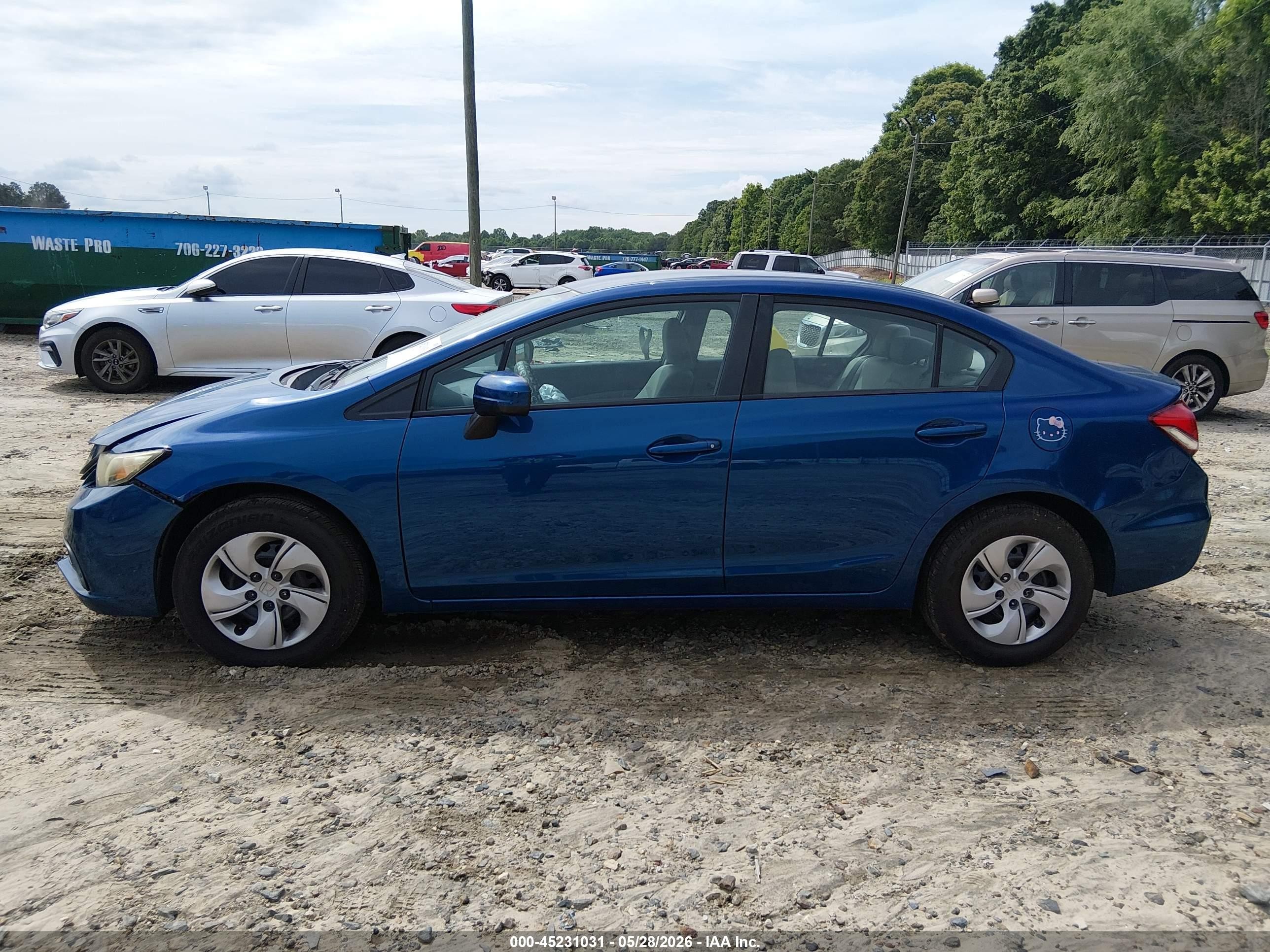2014 Honda Civic Lx Blue vin: 19XFB2F57EE263328