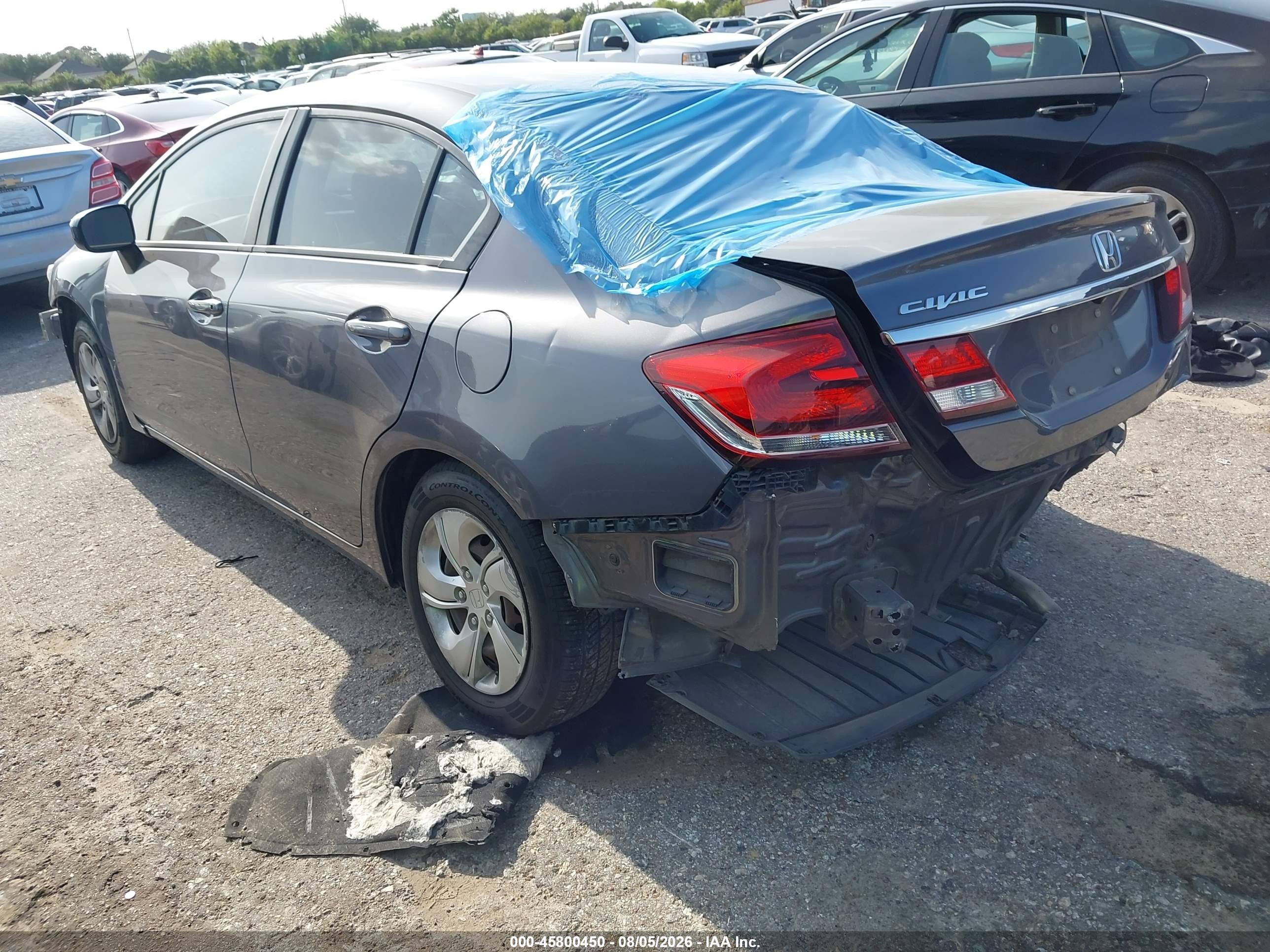 2015 Honda Civic Lx Gray vin: 19XFB2F57FE000869