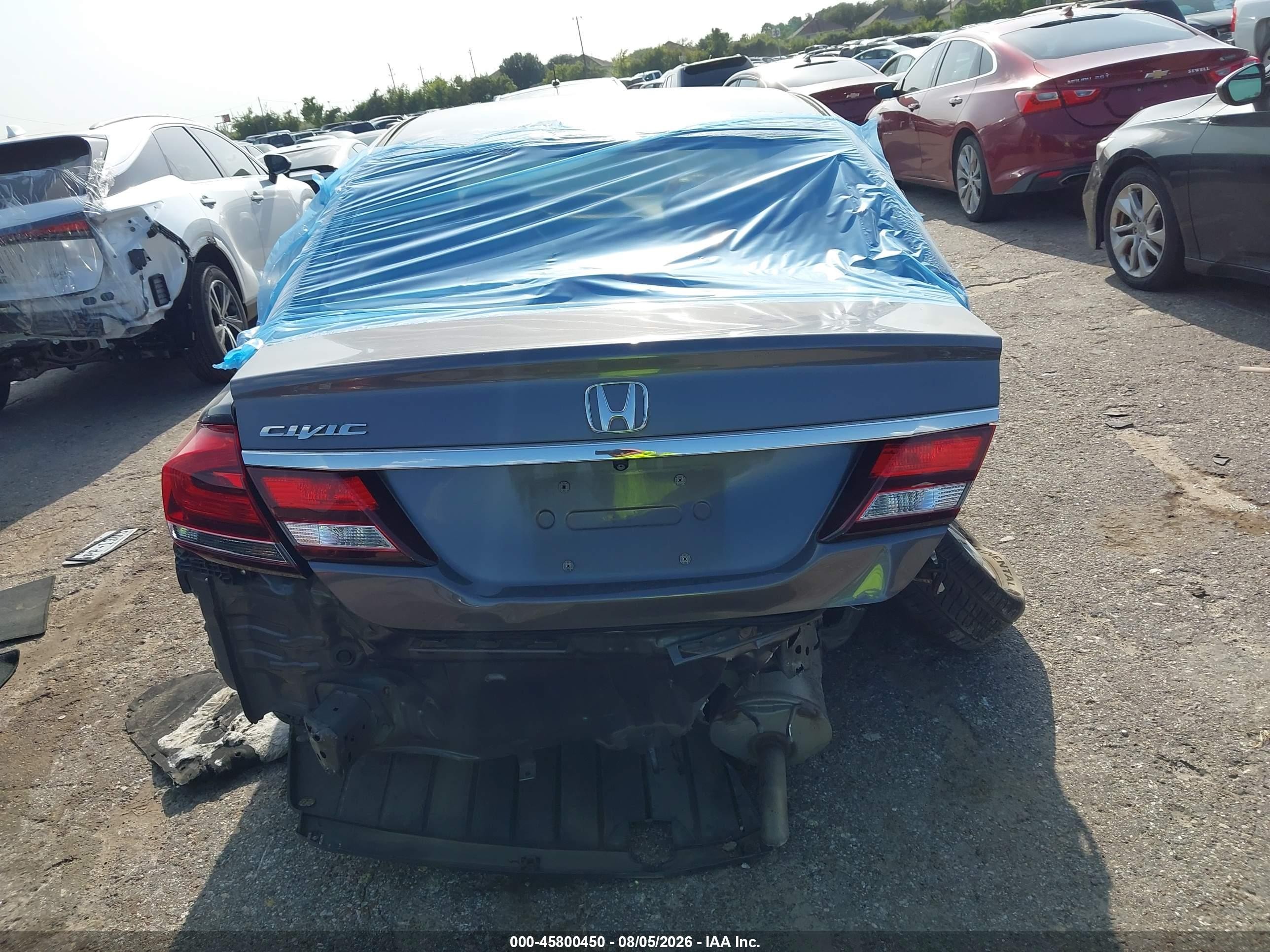 2015 Honda Civic Lx Gray vin: 19XFB2F57FE000869