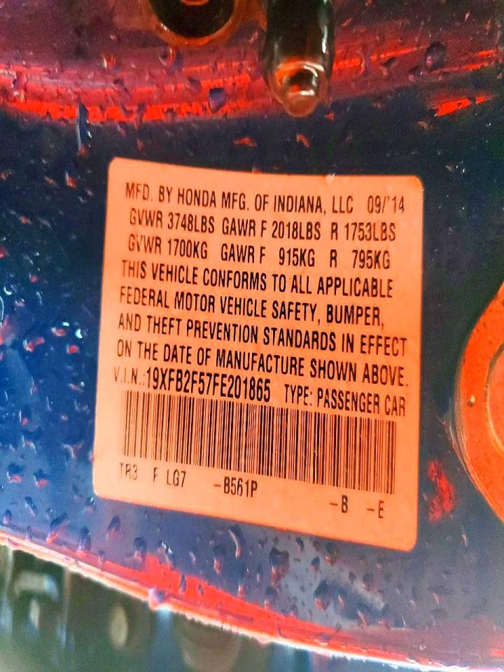 2015 Honda Civic Lx Blue vin: 19XFB2F57FE201865