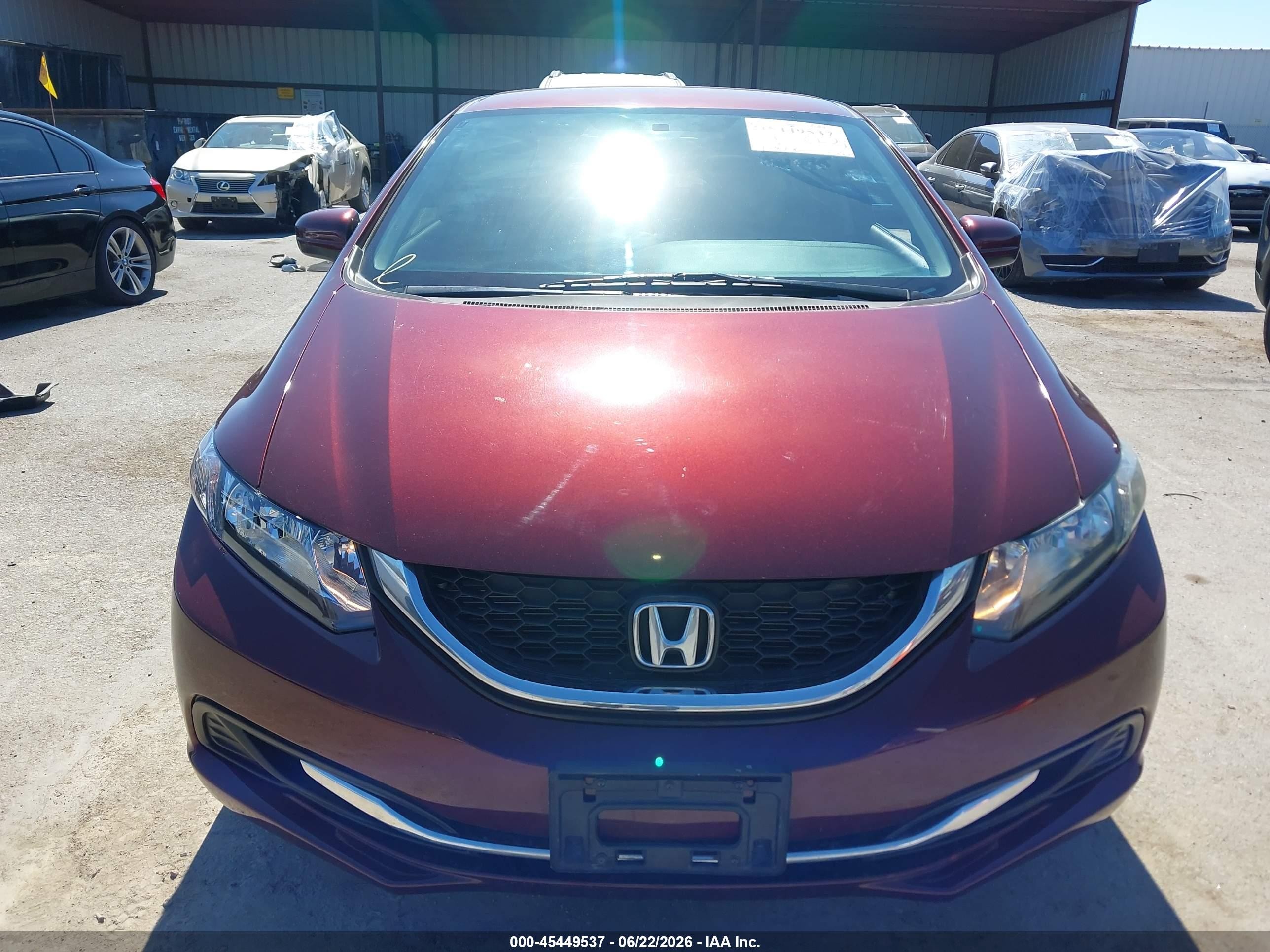 2015 Honda Civic Lx Burgundy vin: 19XFB2F57FE271902