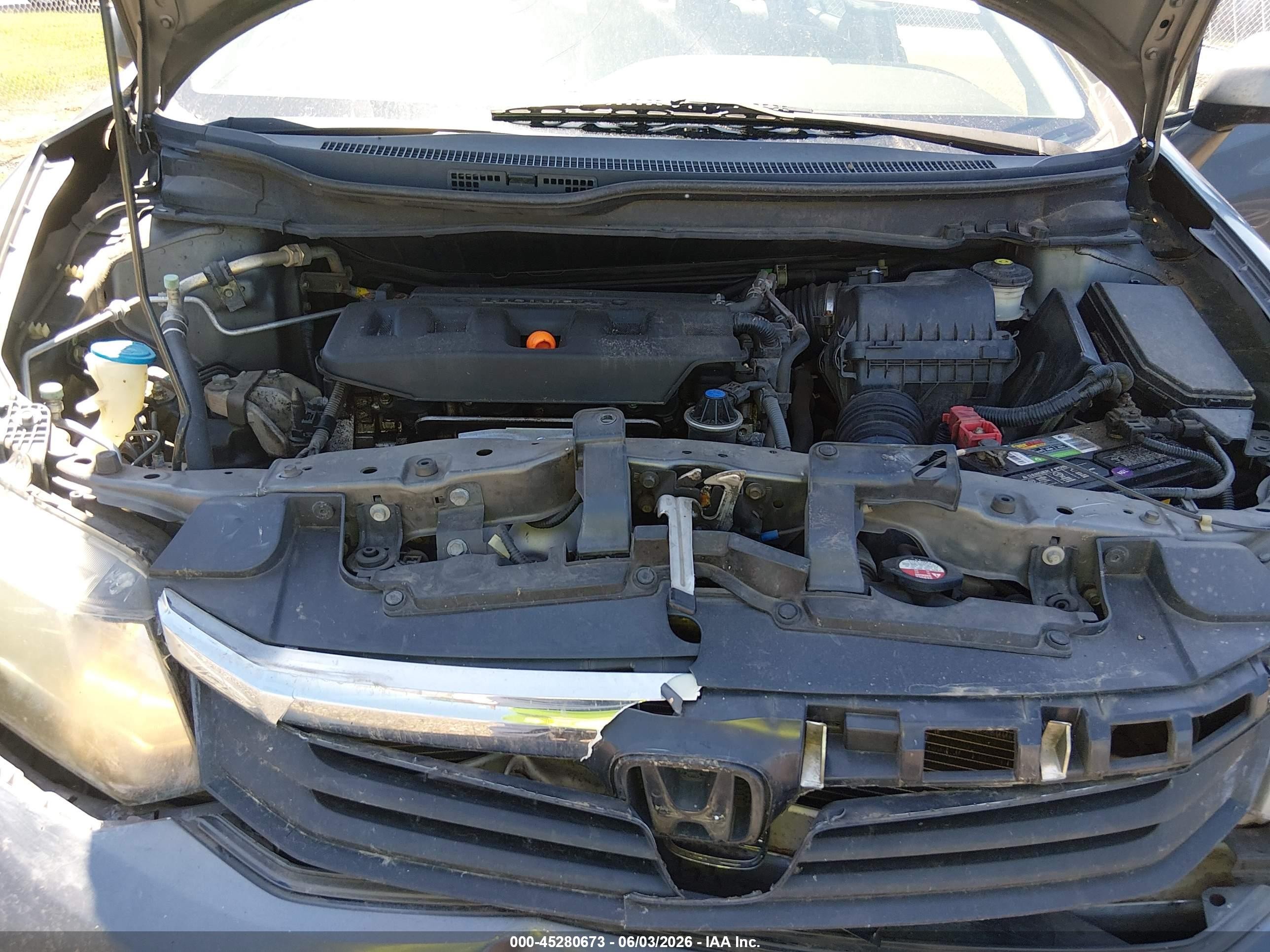 2012 Honda Civic Lx Gray vin: 19XFB2F58CE007115