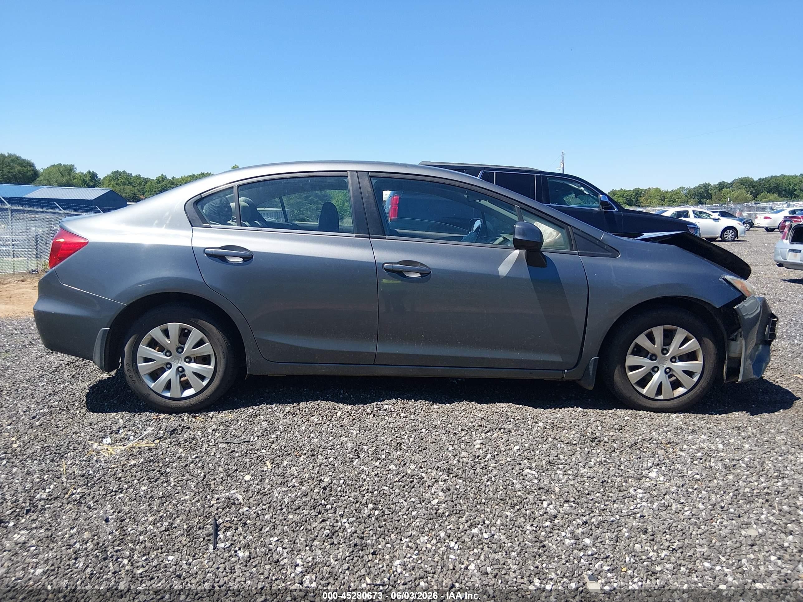 2012 Honda Civic Lx Gray vin: 19XFB2F58CE007115