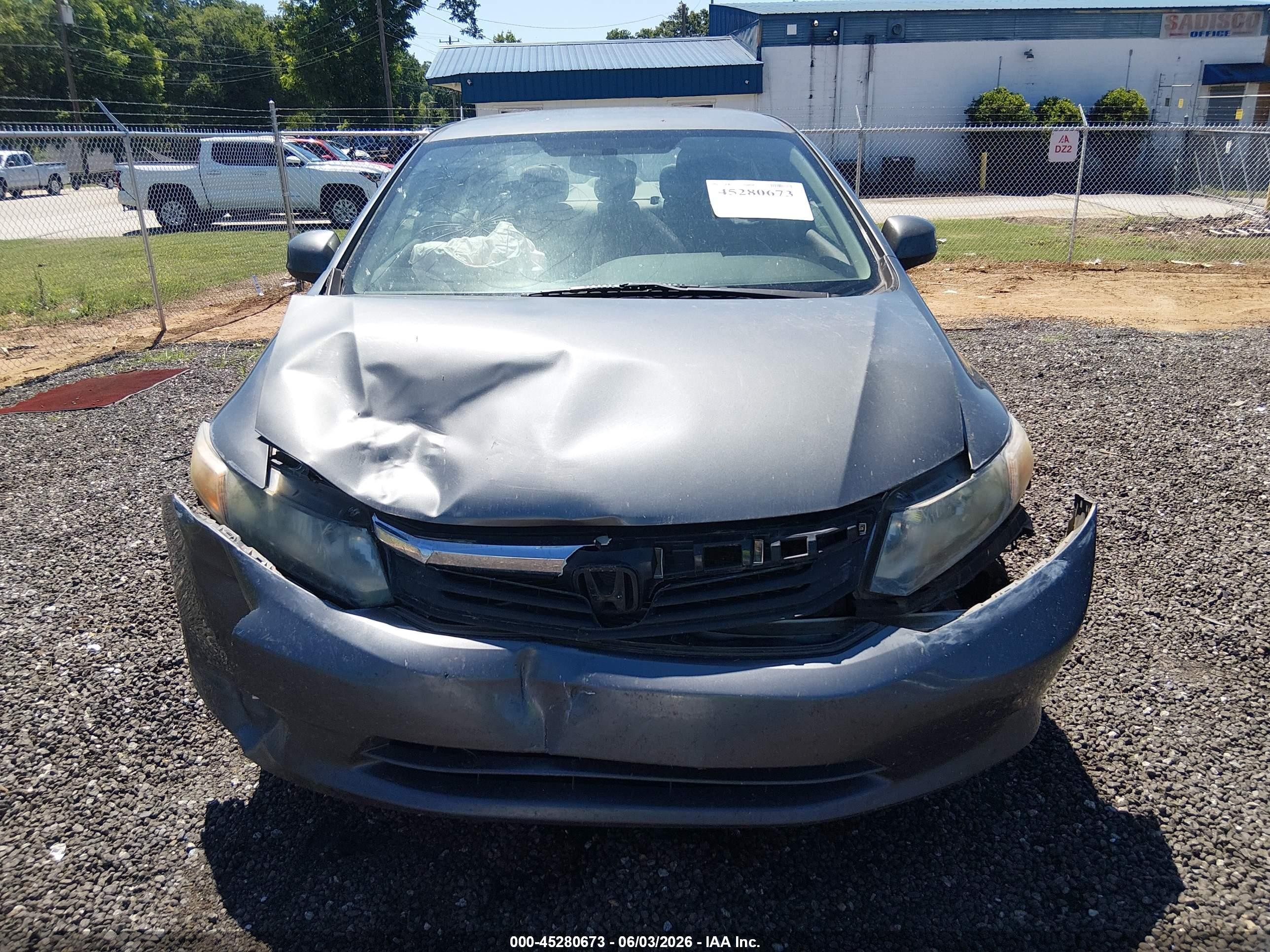 2012 Honda Civic Lx Gray vin: 19XFB2F58CE007115