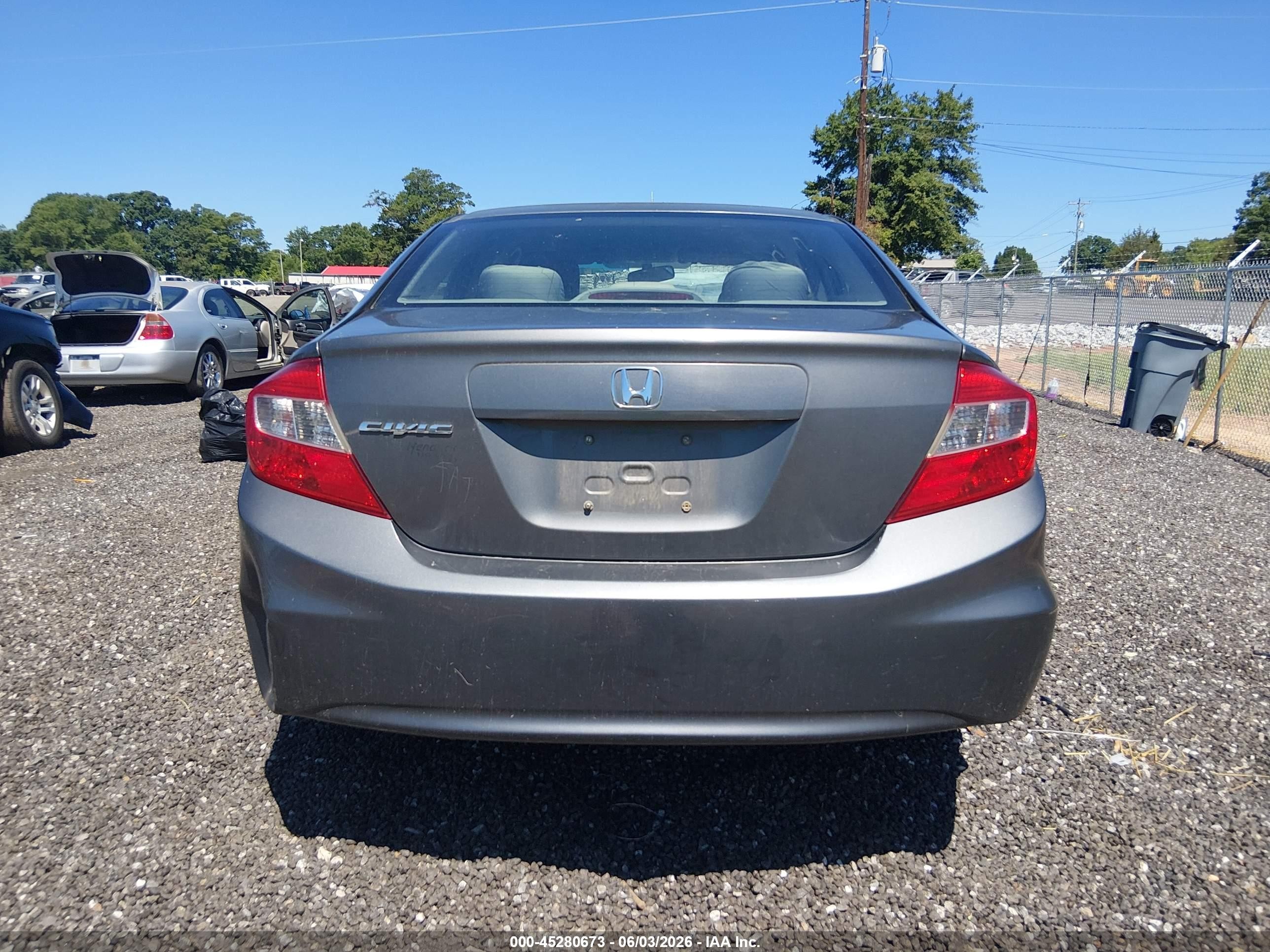 2012 Honda Civic Lx Gray vin: 19XFB2F58CE007115