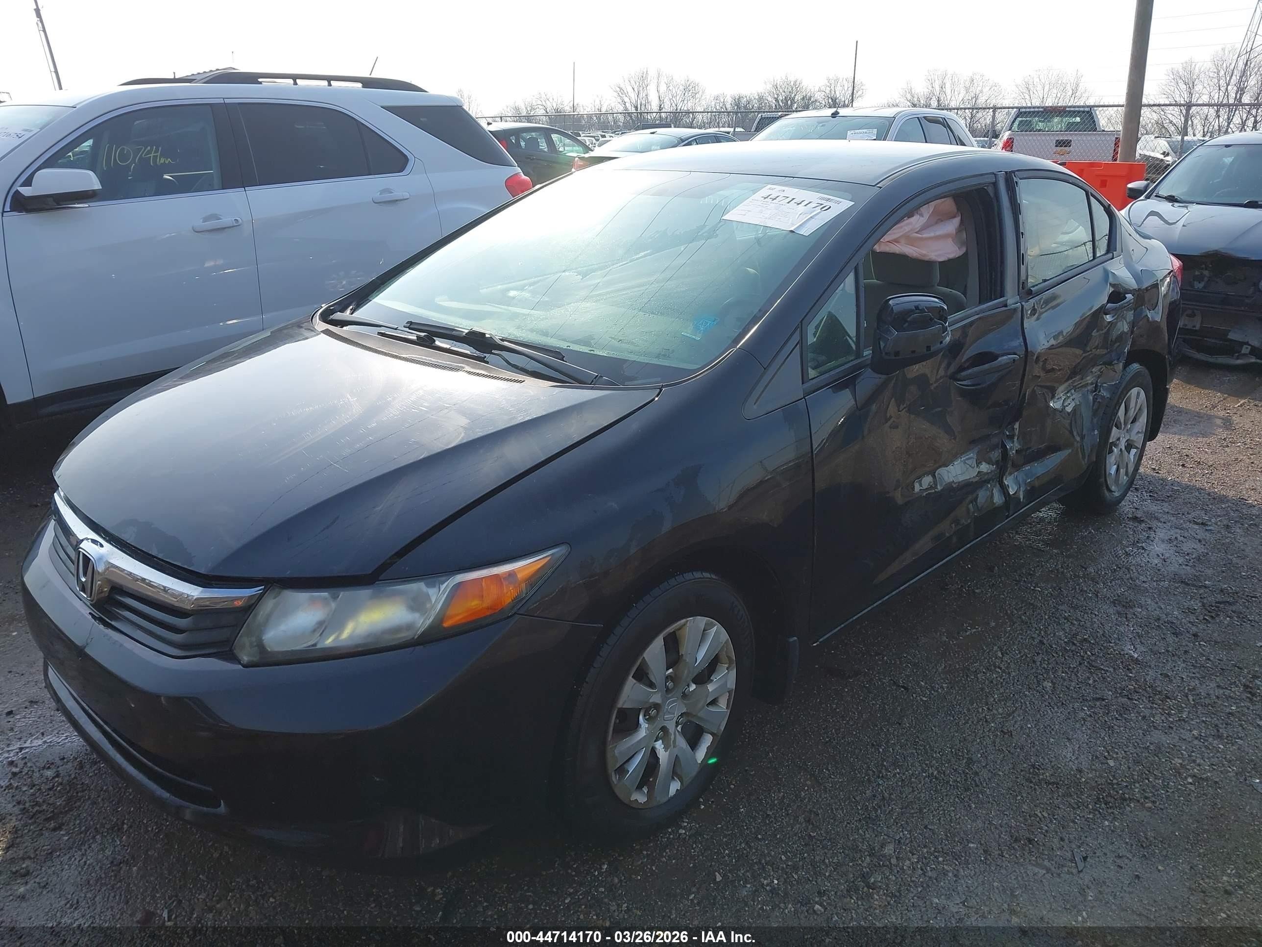 2012 Honda Civic Lx Black vin: 19XFB2F58CE013464