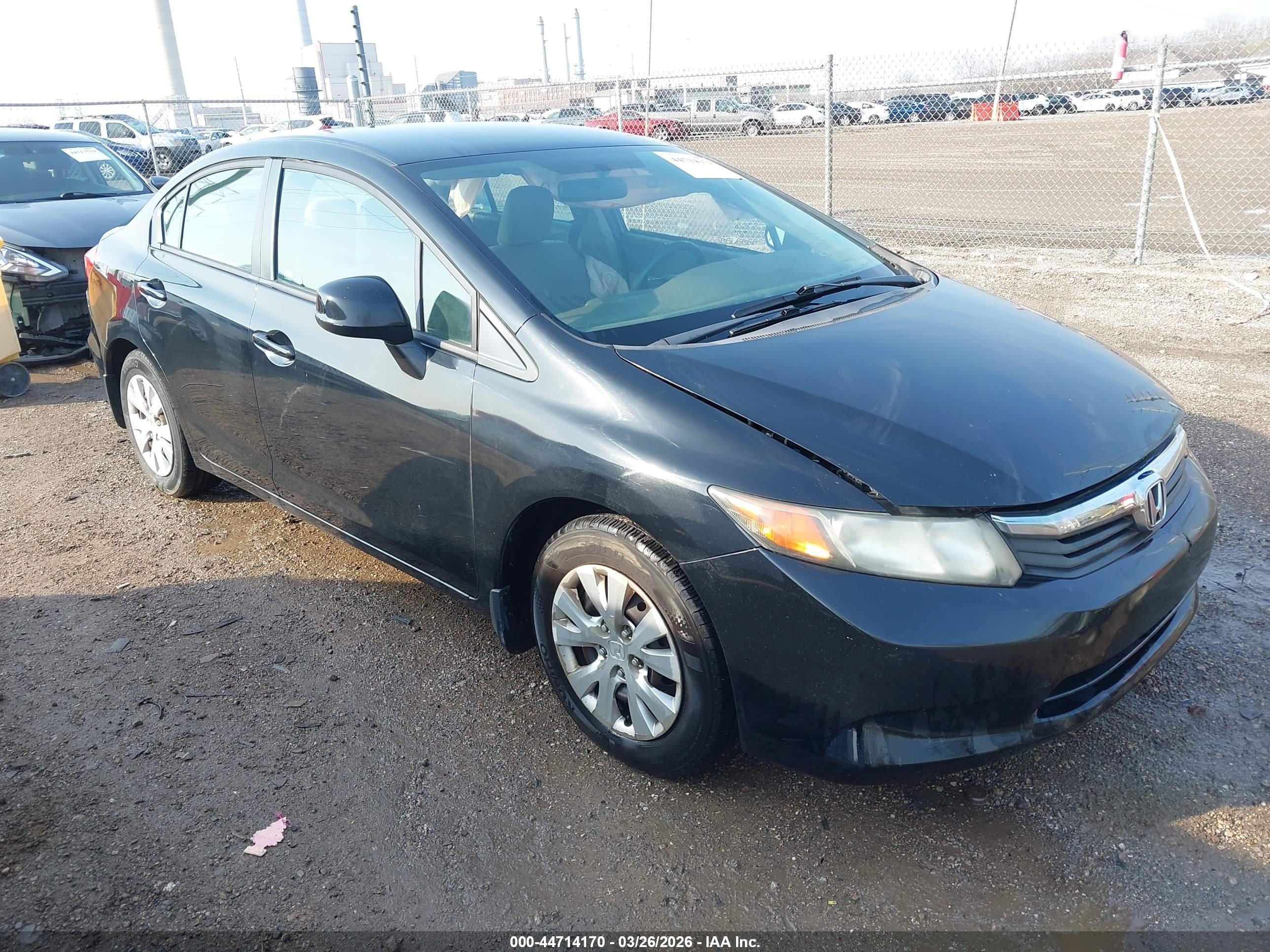 2012 Honda Civic Lx Black vin: 19XFB2F58CE013464