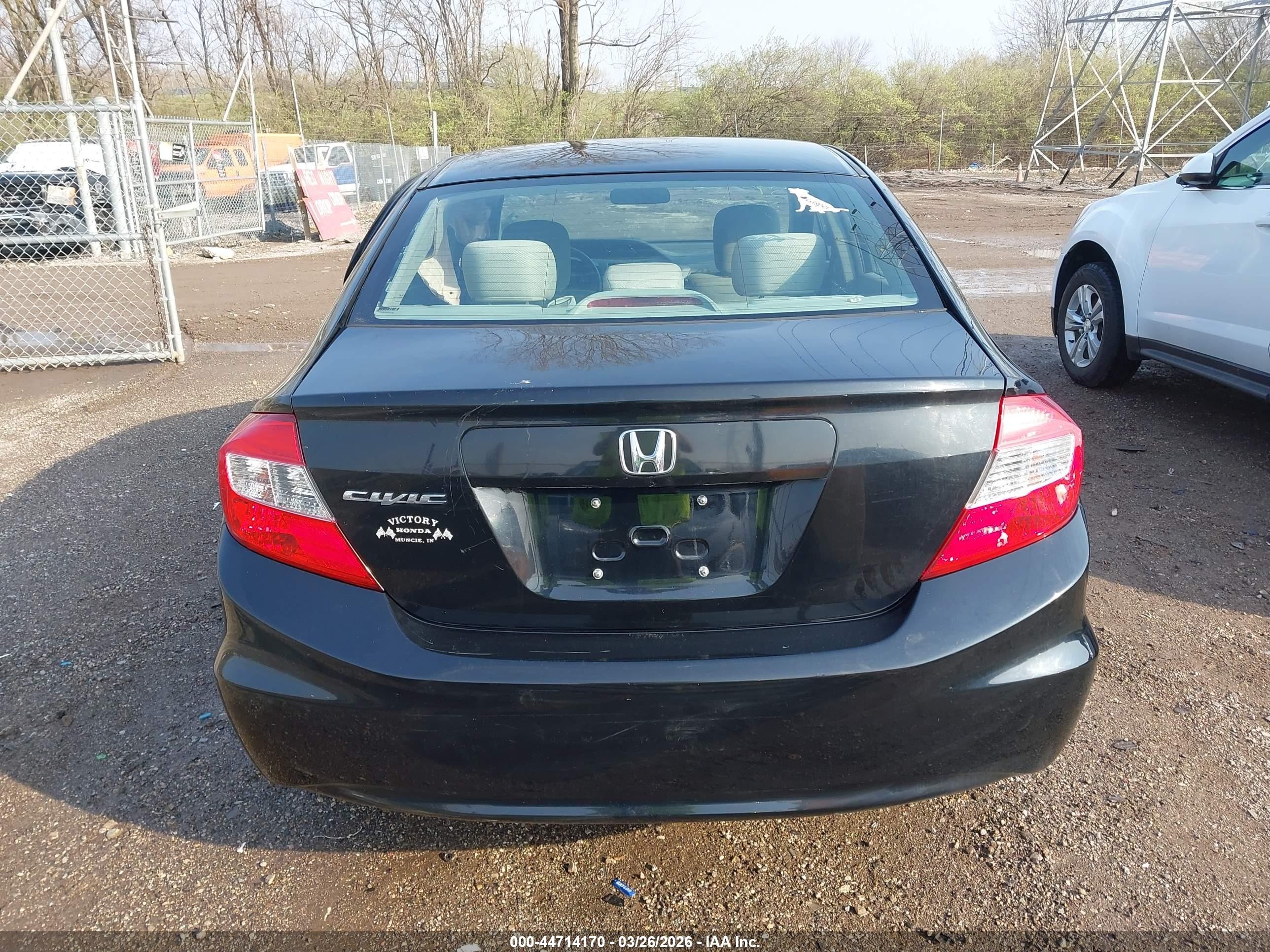 2012 Honda Civic Lx Black vin: 19XFB2F58CE013464
