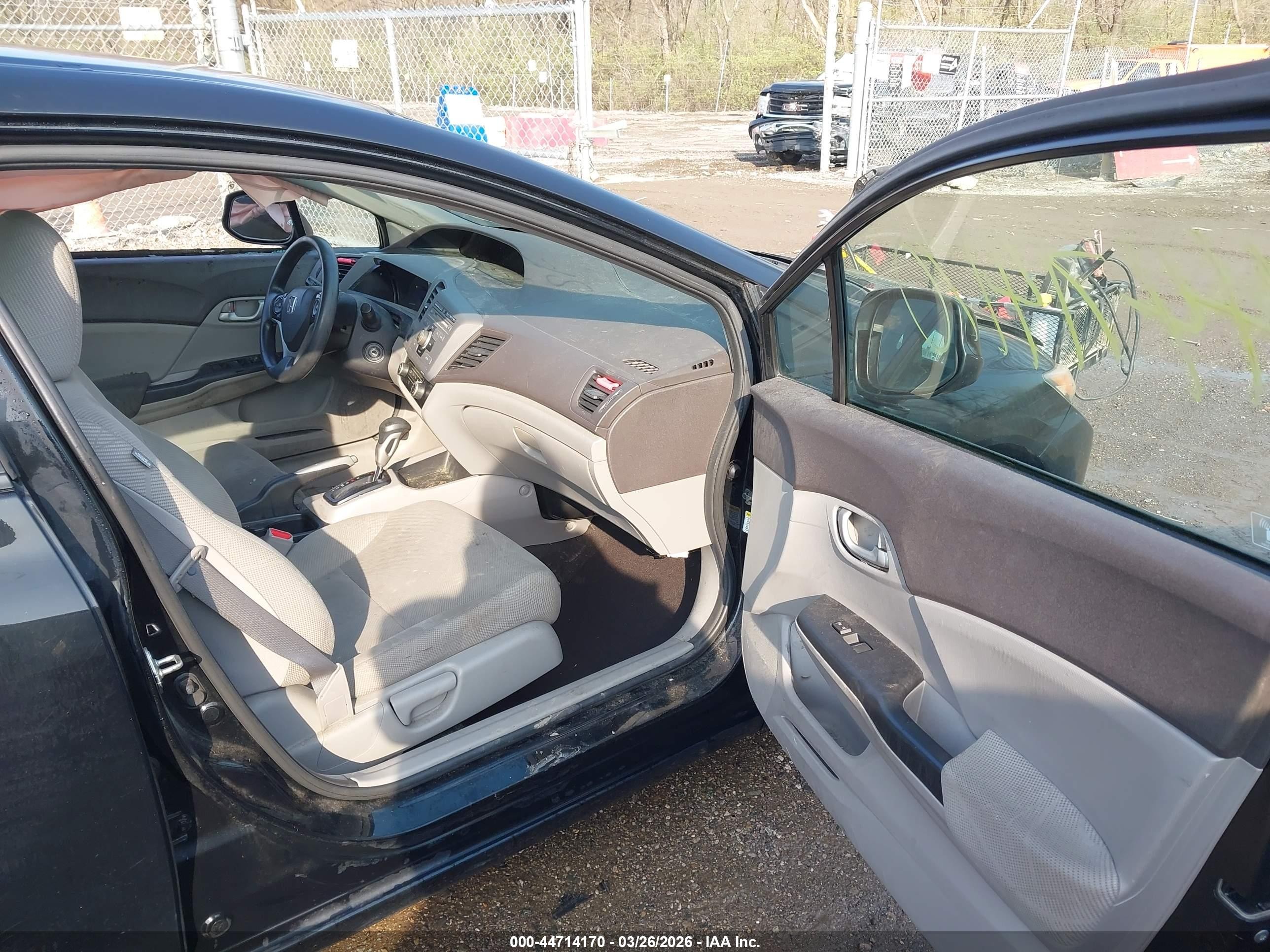 2012 Honda Civic Lx Black vin: 19XFB2F58CE013464