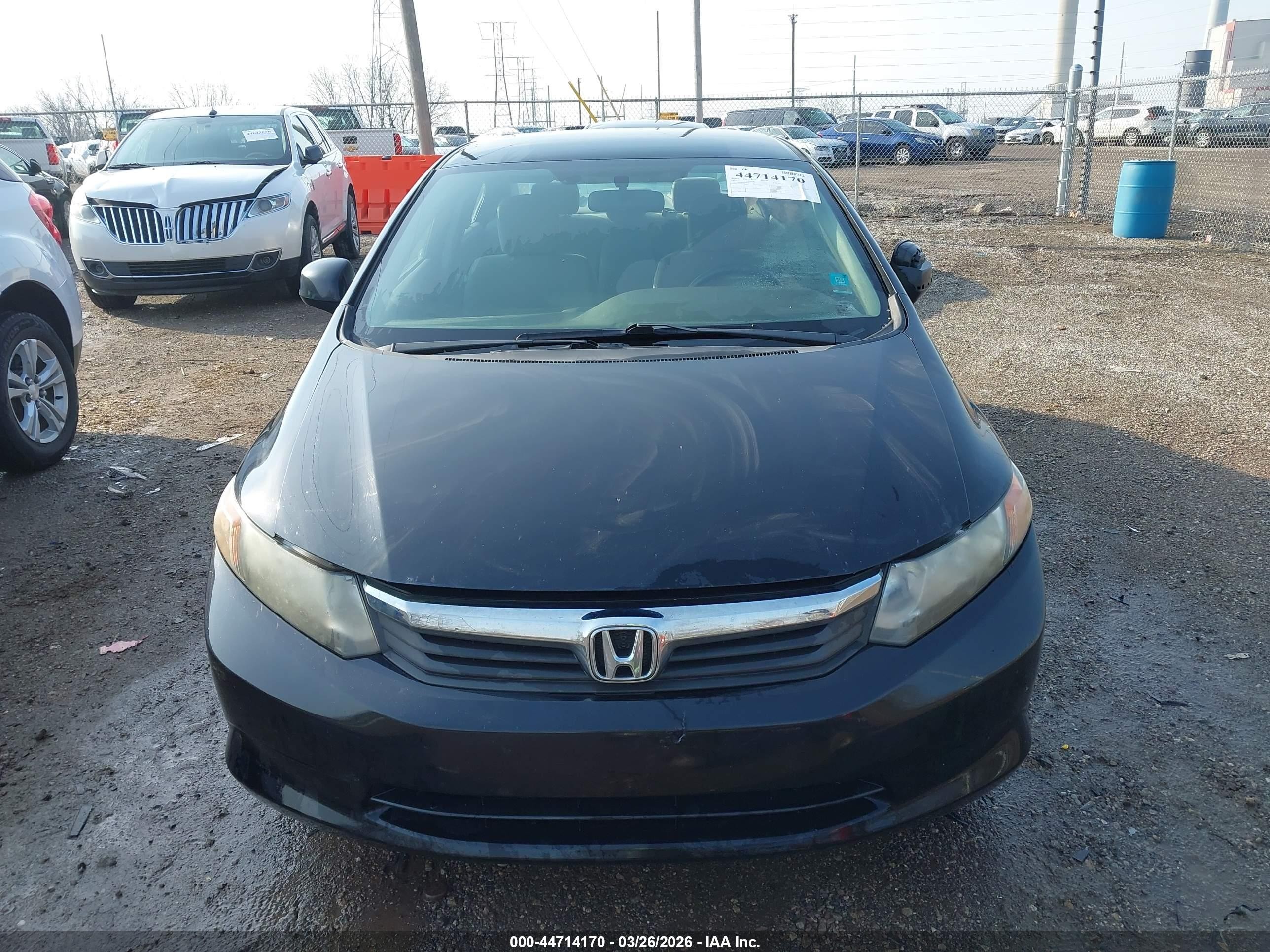 2012 Honda Civic Lx Black vin: 19XFB2F58CE013464