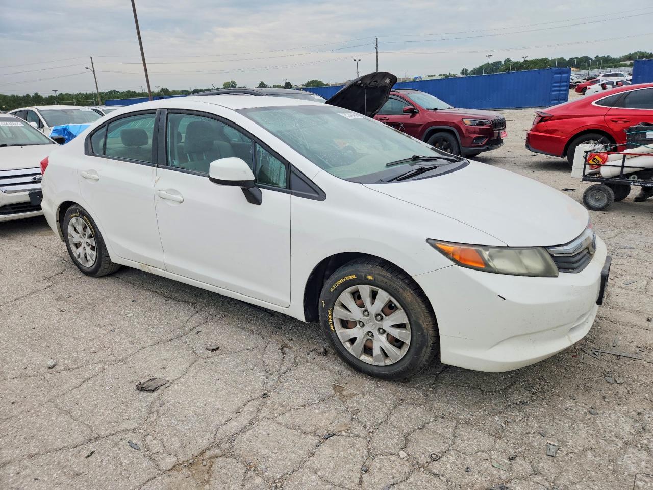2012 Honda Civic Lx White vin: 19XFB2F58CE013612