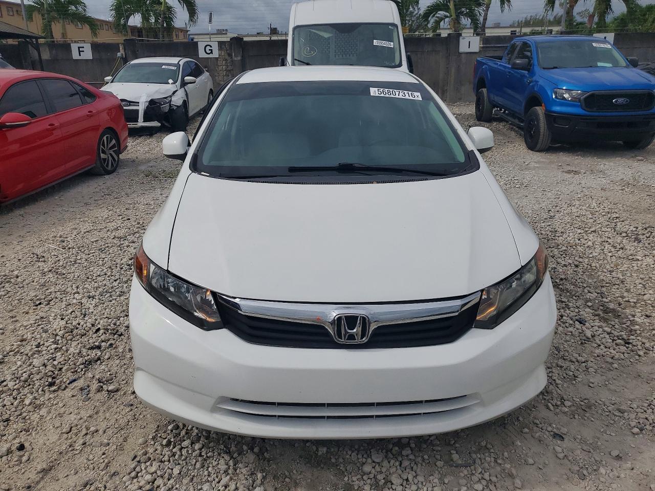 2012 Honda Civic Lx Белый vin: 19XFB2F58CE054628