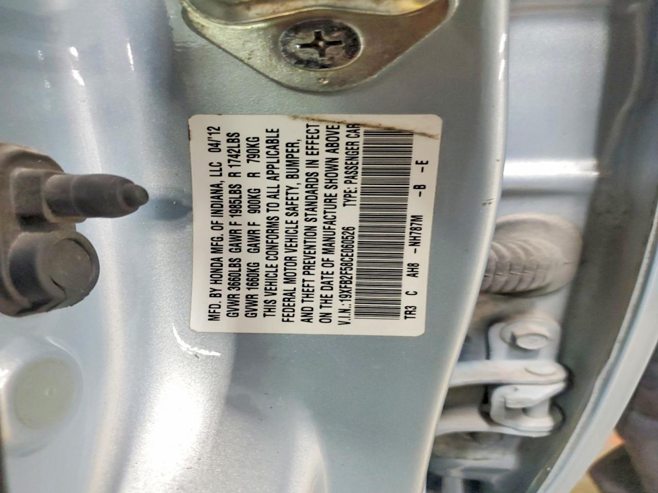 2012 Honda Civic Lx Silver vin: 19XFB2F58CE060526