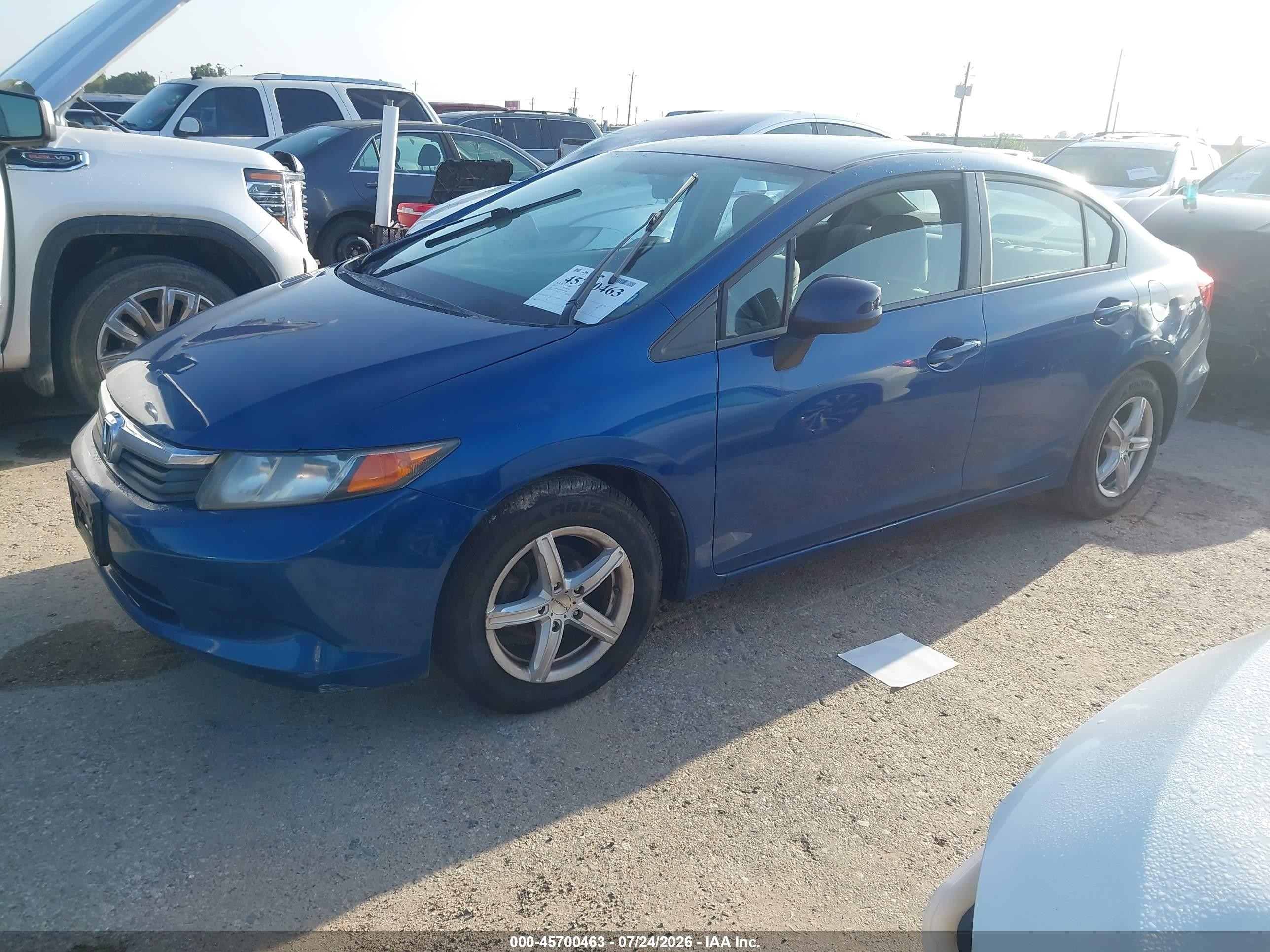 2012 Honda Civic Lx Blue vin: 19XFB2F58CE065189
