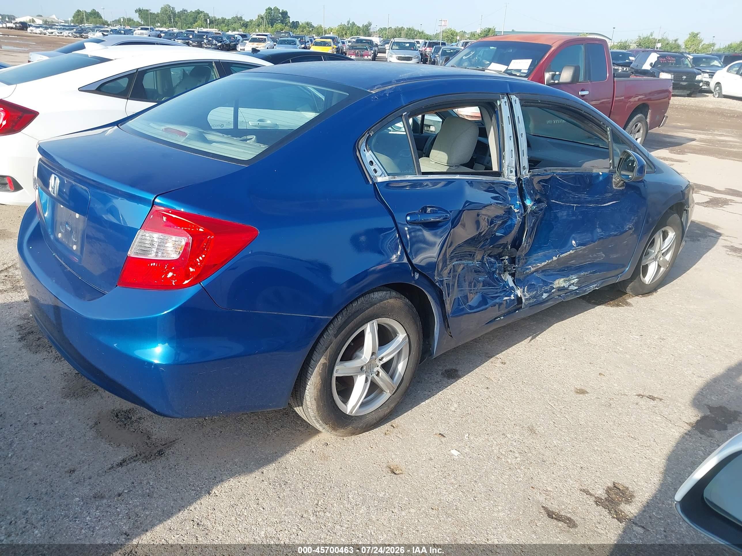 2012 Honda Civic Lx Blue vin: 19XFB2F58CE065189