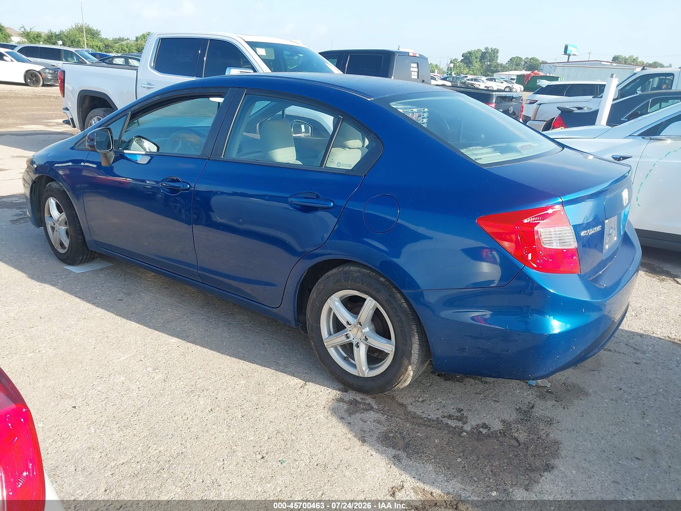 2012 Honda Civic Lx Blue vin: 19XFB2F58CE065189