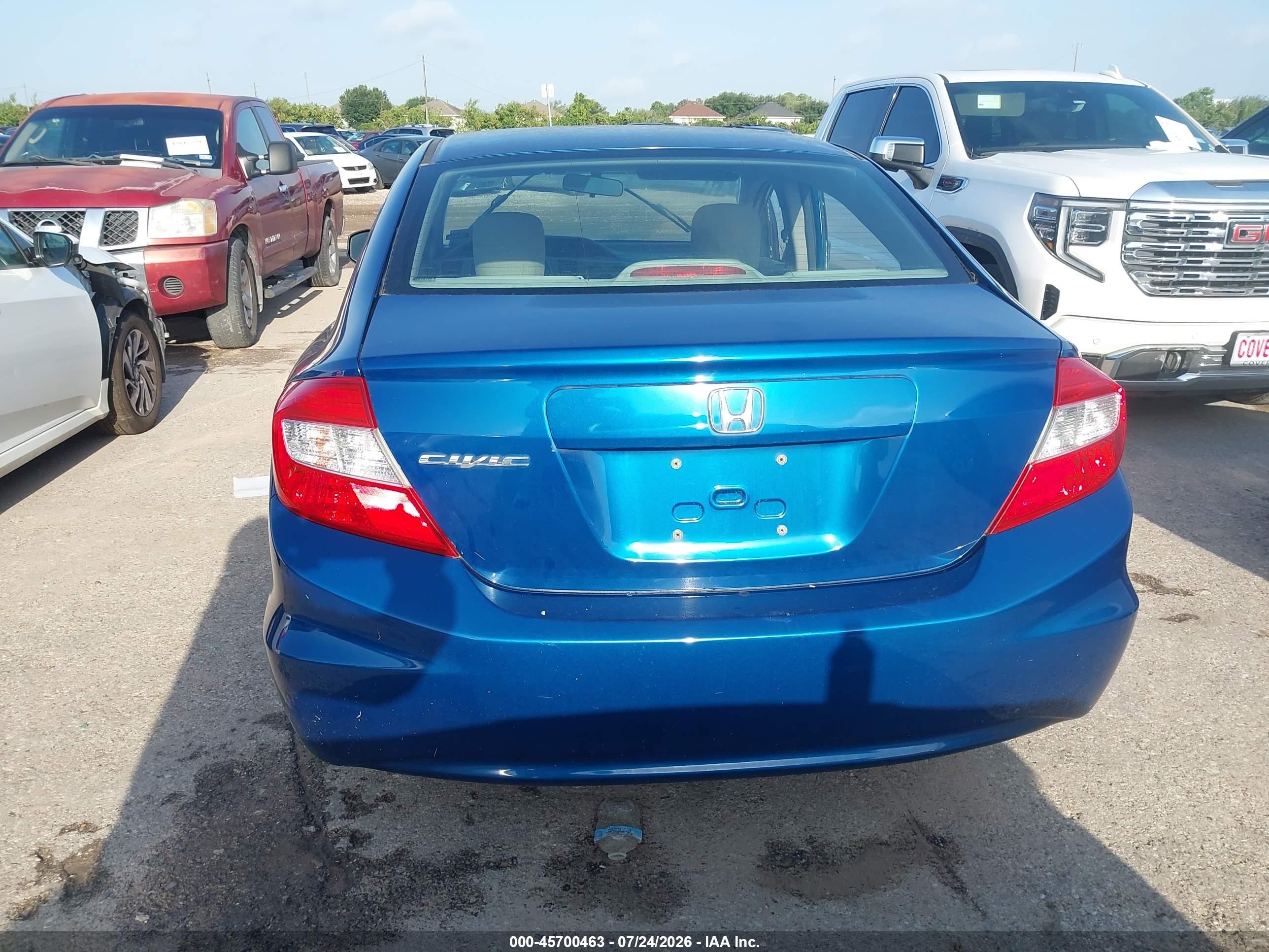 2012 Honda Civic Lx Blue vin: 19XFB2F58CE065189