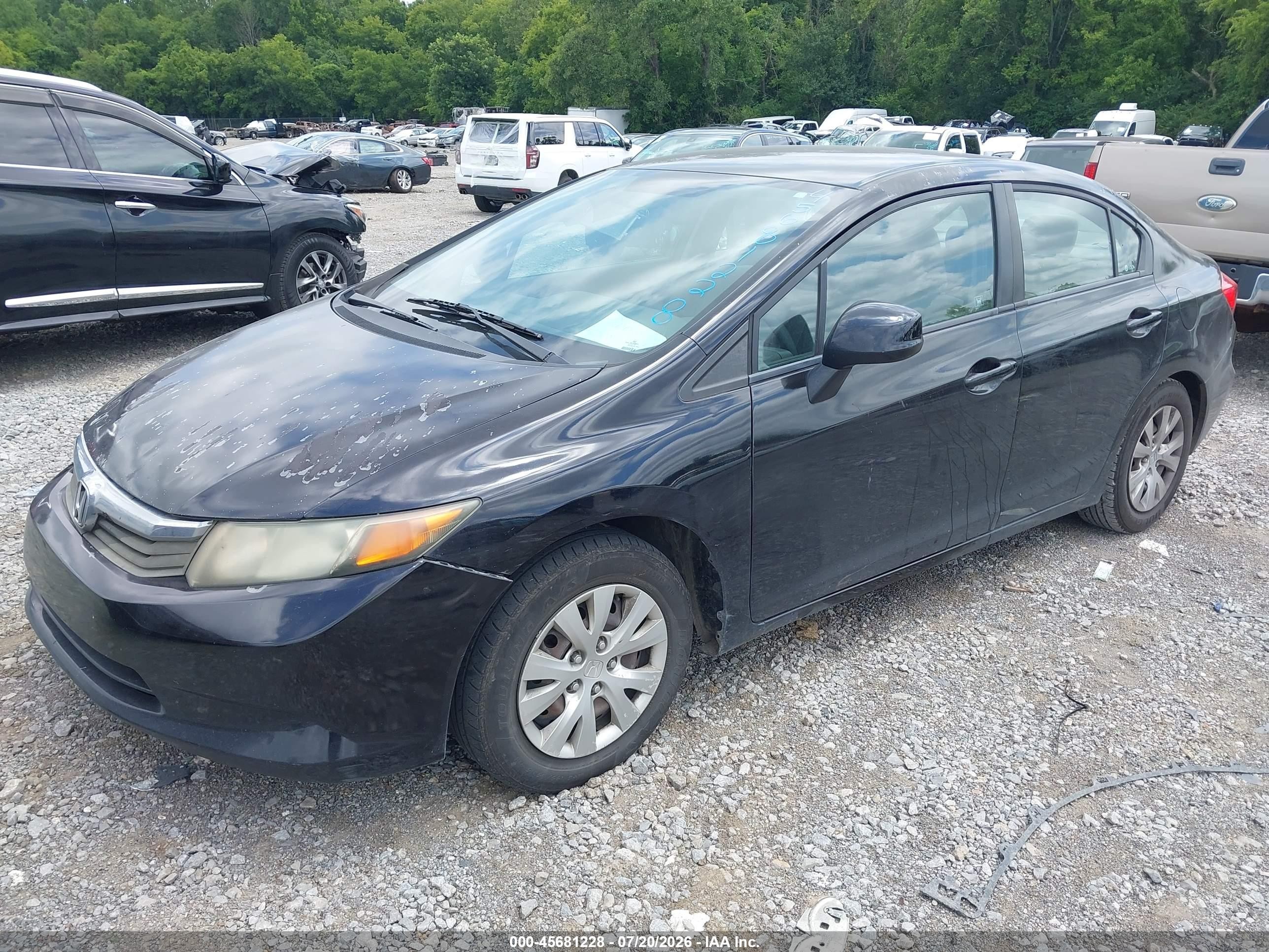 2012 Honda Civic Lx Black vin: 19XFB2F58CE067542