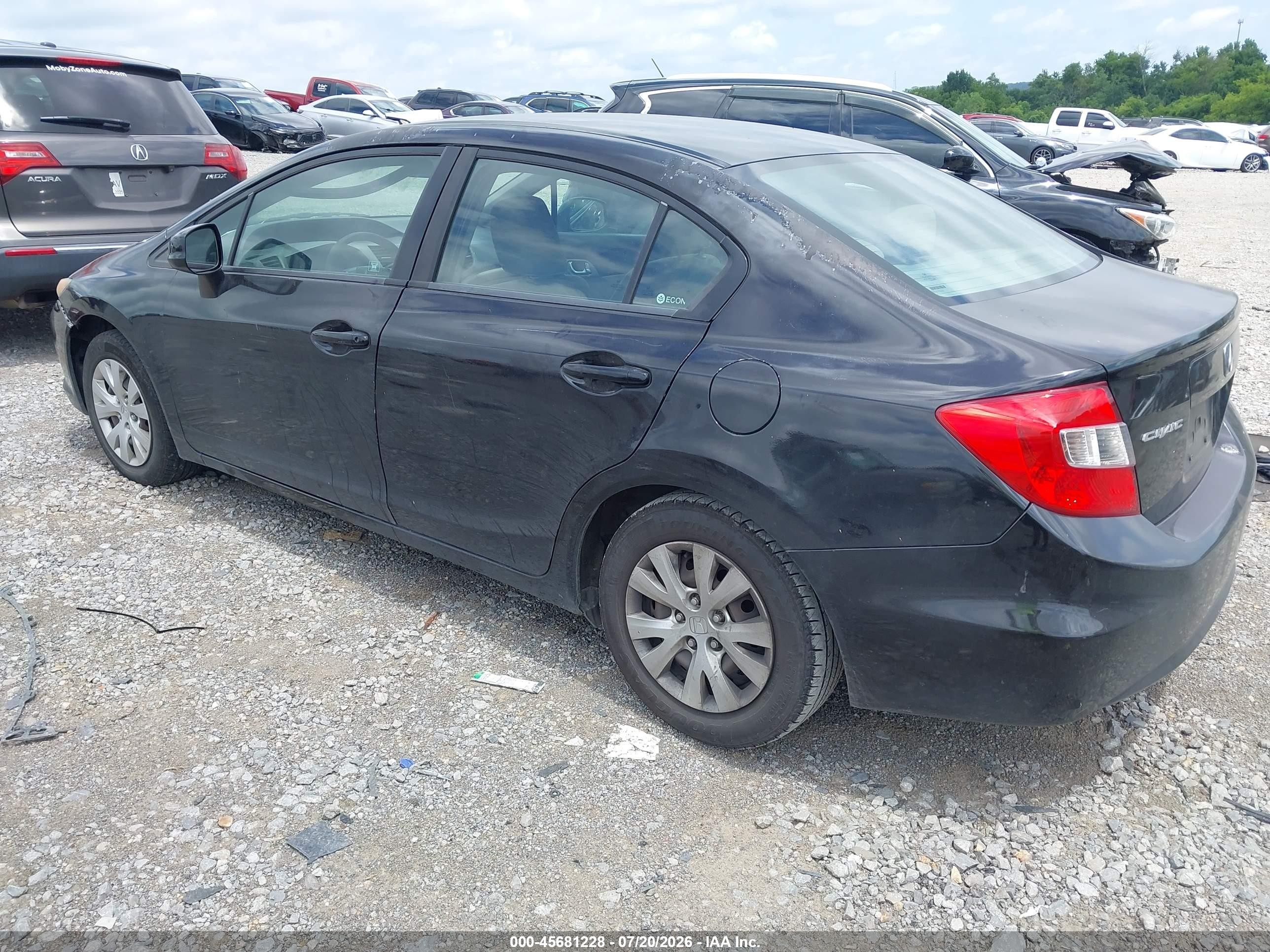 2012 Honda Civic Lx Black vin: 19XFB2F58CE067542