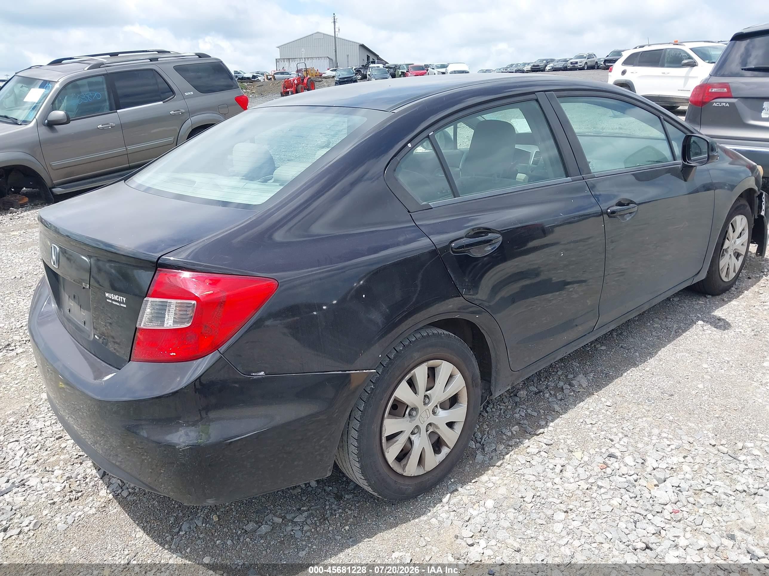 2012 Honda Civic Lx Black vin: 19XFB2F58CE067542