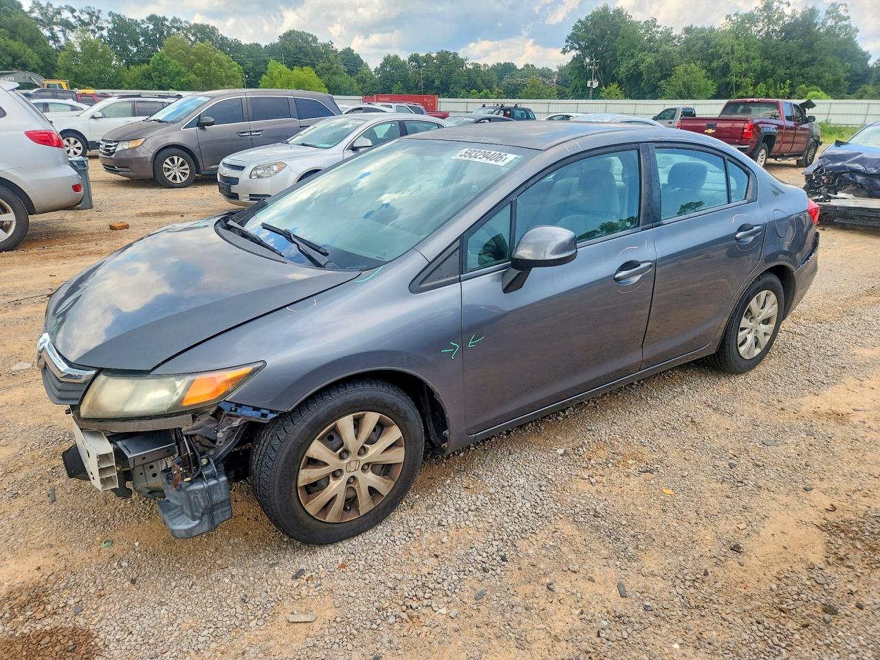 2012 Honda Civic Lx Gray vin: 19XFB2F58CE072272