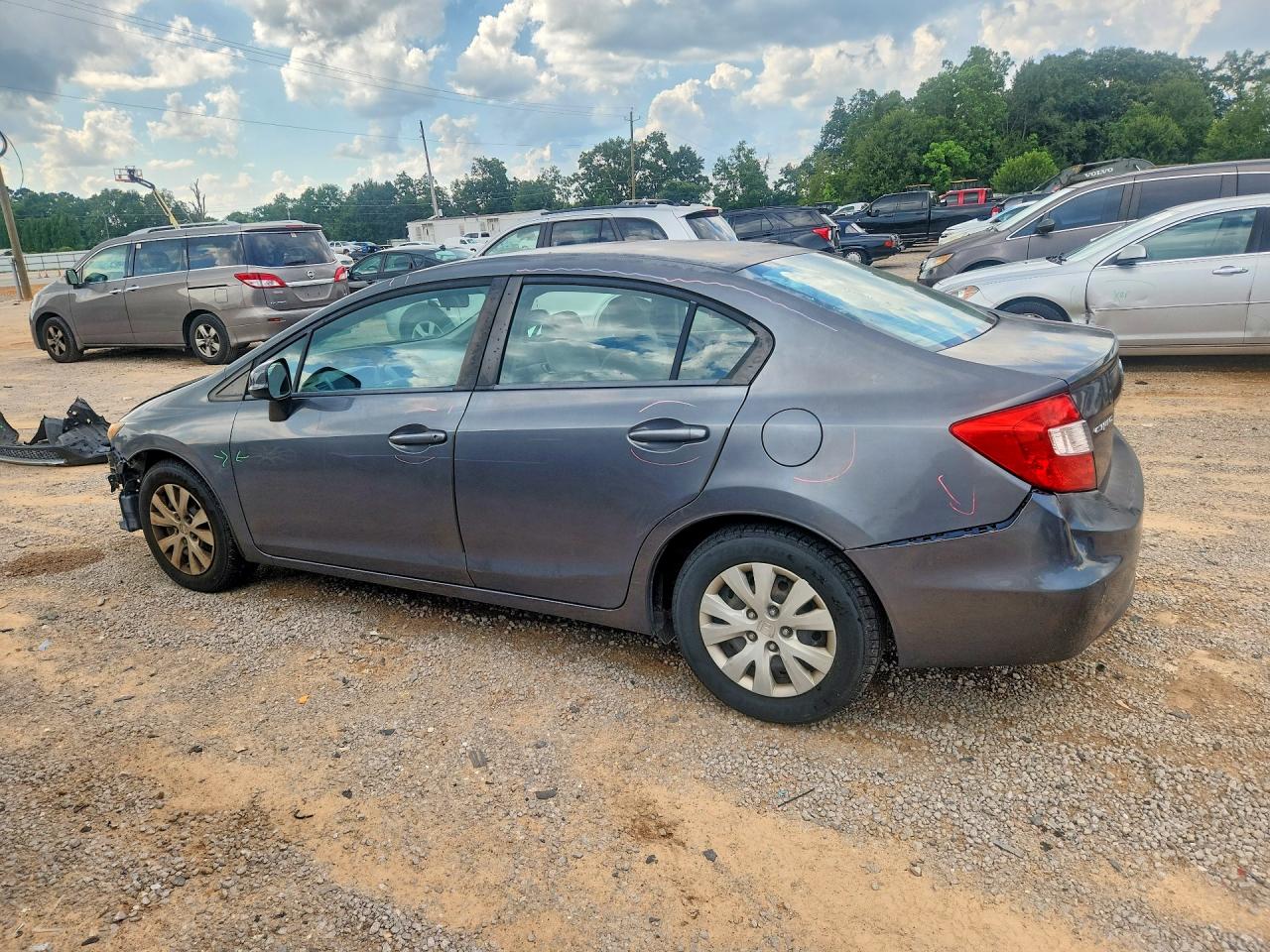 2012 Honda Civic Lx Gray vin: 19XFB2F58CE072272