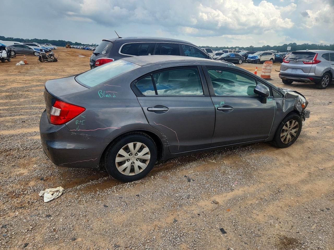 2012 Honda Civic Lx Gray vin: 19XFB2F58CE072272