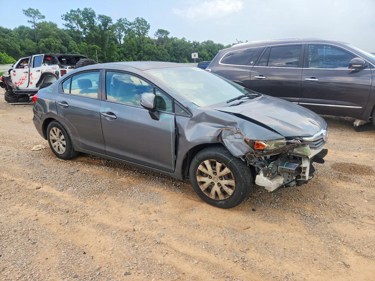 2012 Honda Civic Lx Gray vin: 19XFB2F58CE072272