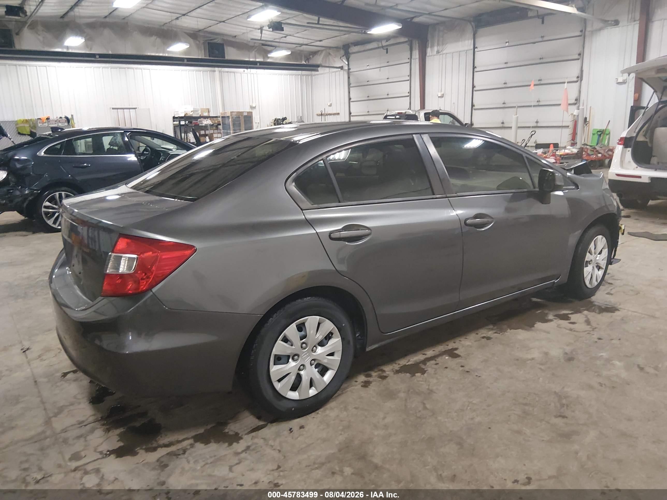 2012 Honda Civic Lx Серый vin: 19XFB2F58CE084261