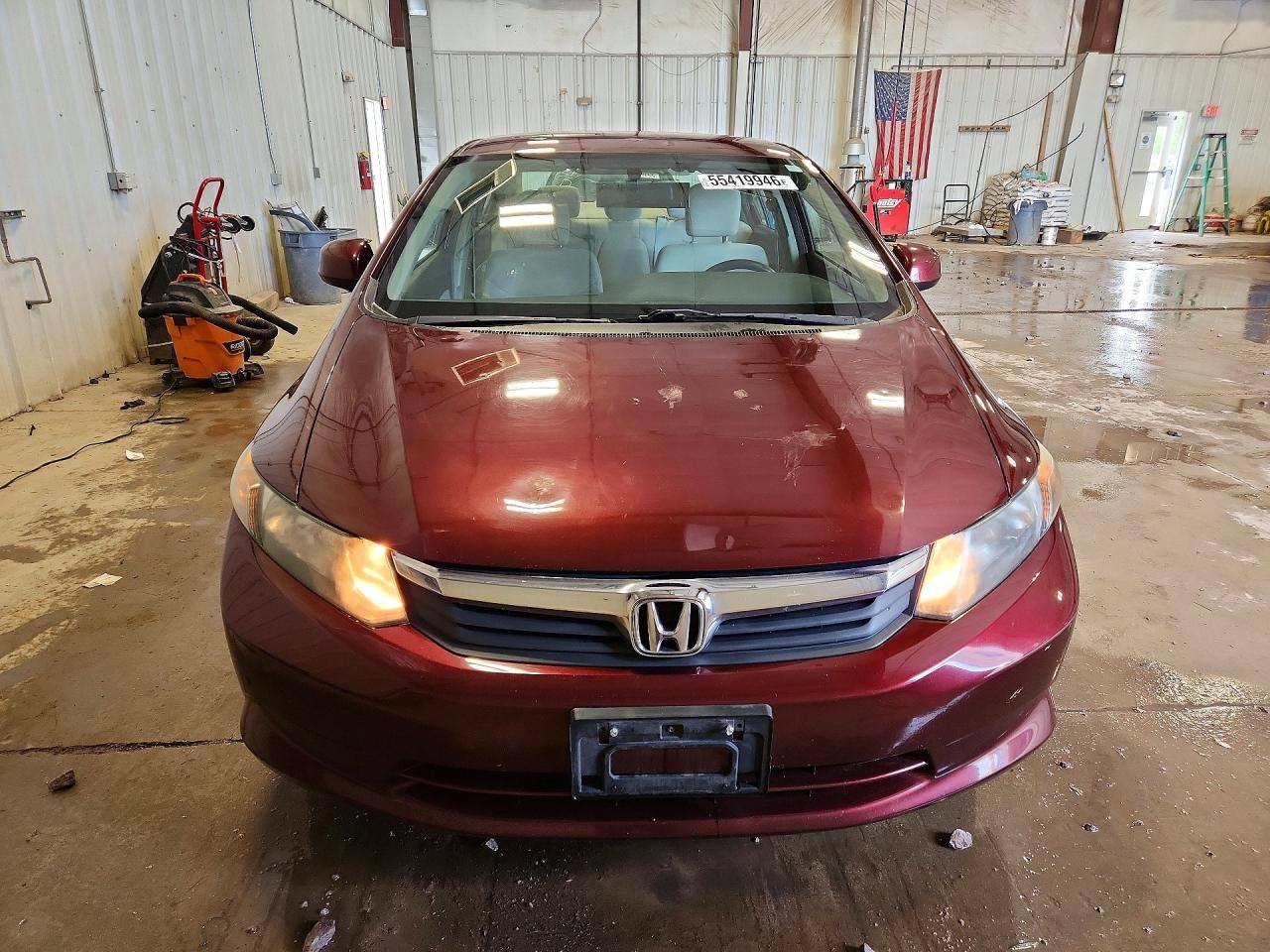 2012 Honda Civic Lx Burgundy vin: 19XFB2F58CE089105