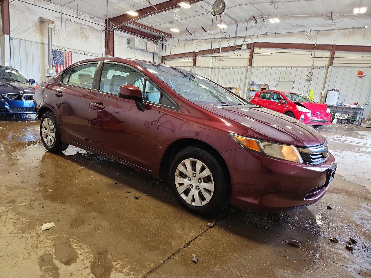 2012 Honda Civic Lx Burgundy vin: 19XFB2F58CE089105