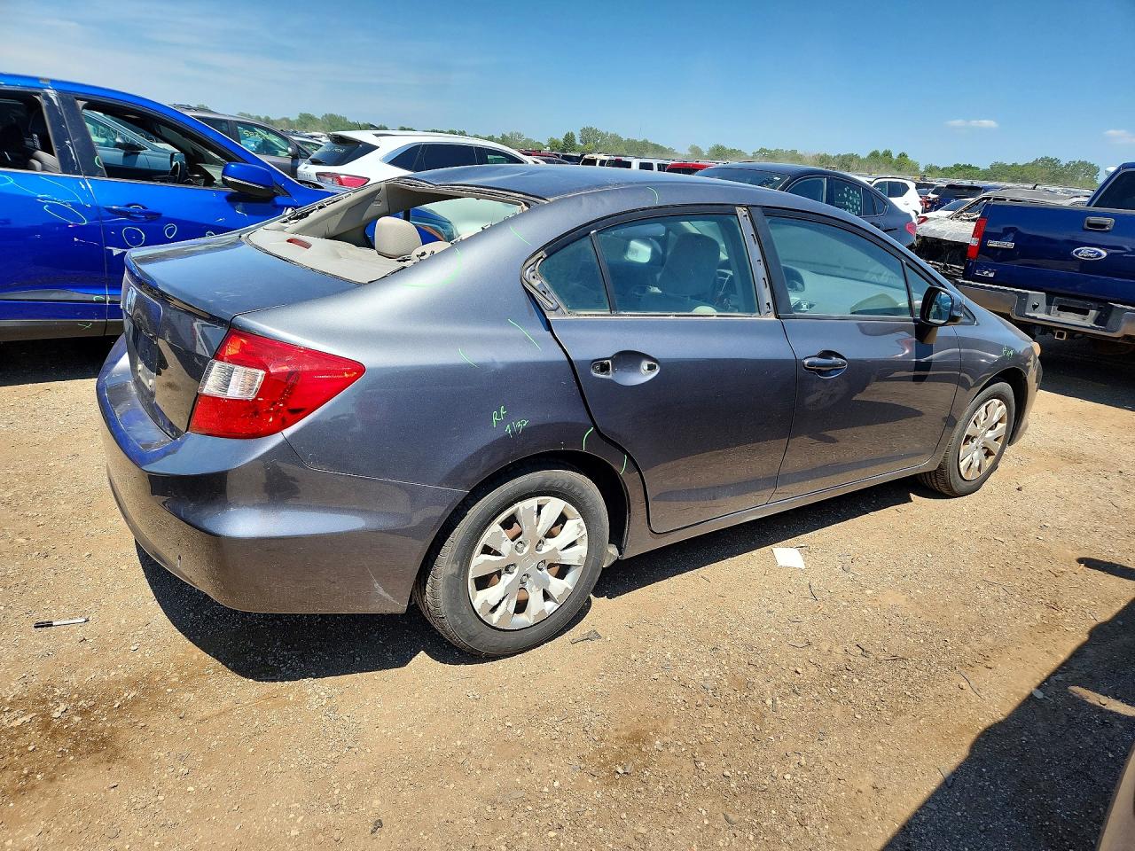 2012 Honda Civic Lx Gray vin: 19XFB2F58CE097740