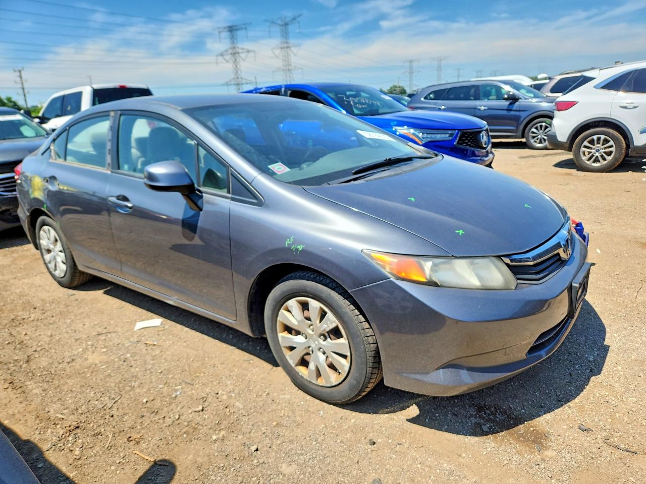 2012 Honda Civic Lx Gray vin: 19XFB2F58CE097740