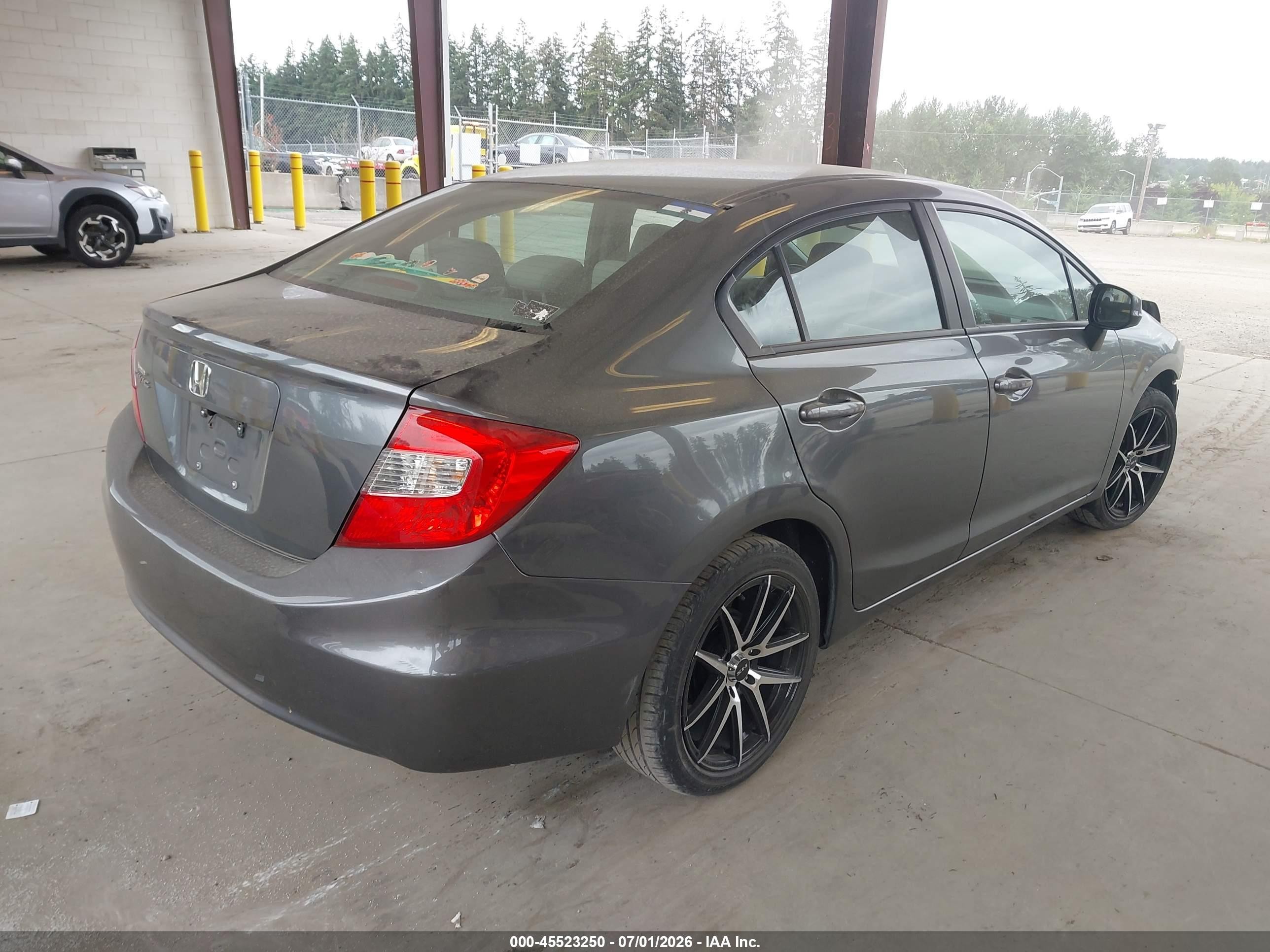 2012 Honda Civic Lx Gray vin: 19XFB2F58CE104315