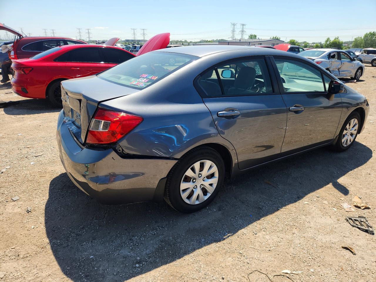 2012 Honda Civic Lx Gray vin: 19XFB2F58CE106372