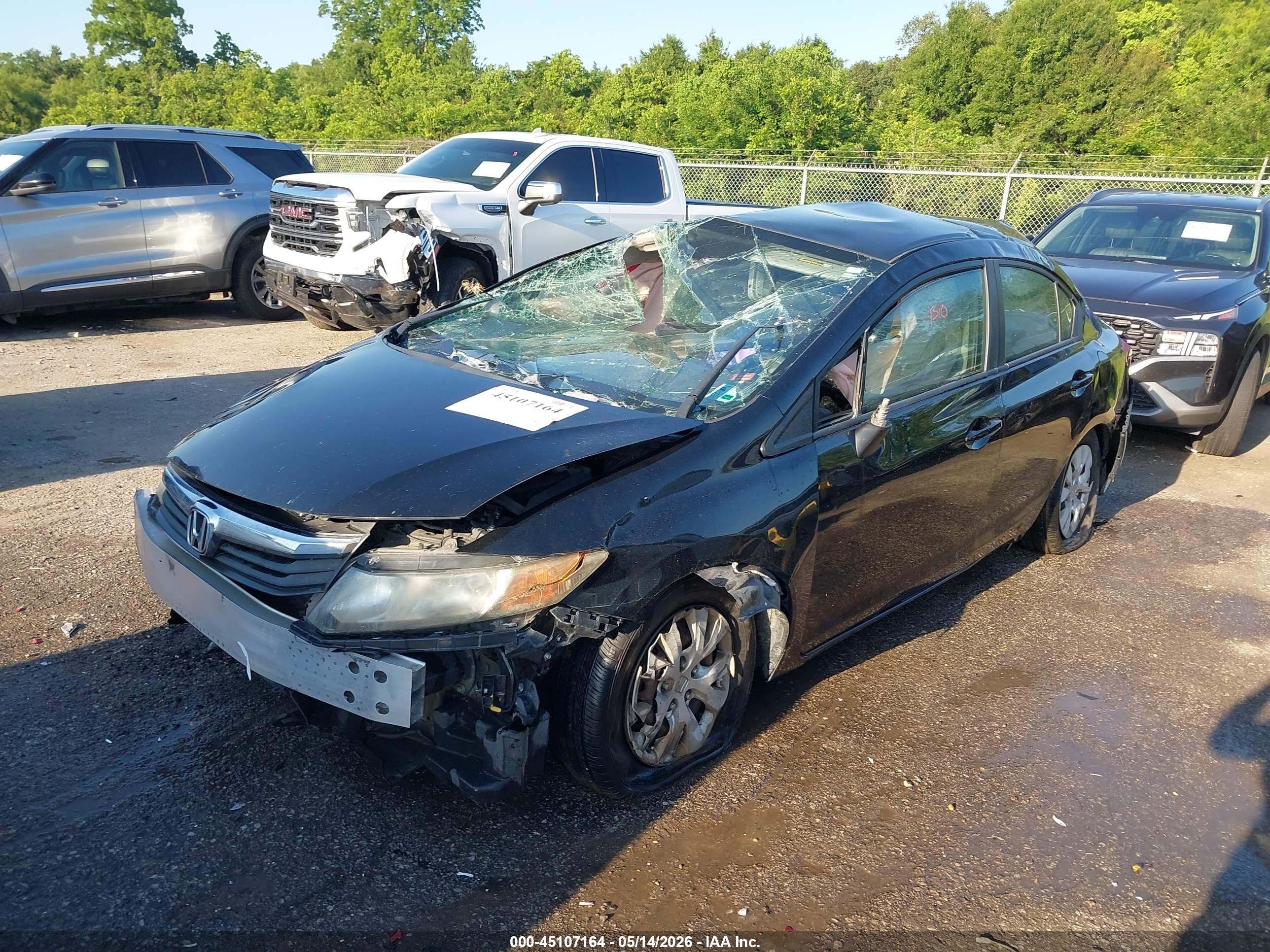 2012 Honda Civic Lx Black vin: 19XFB2F58CE107375