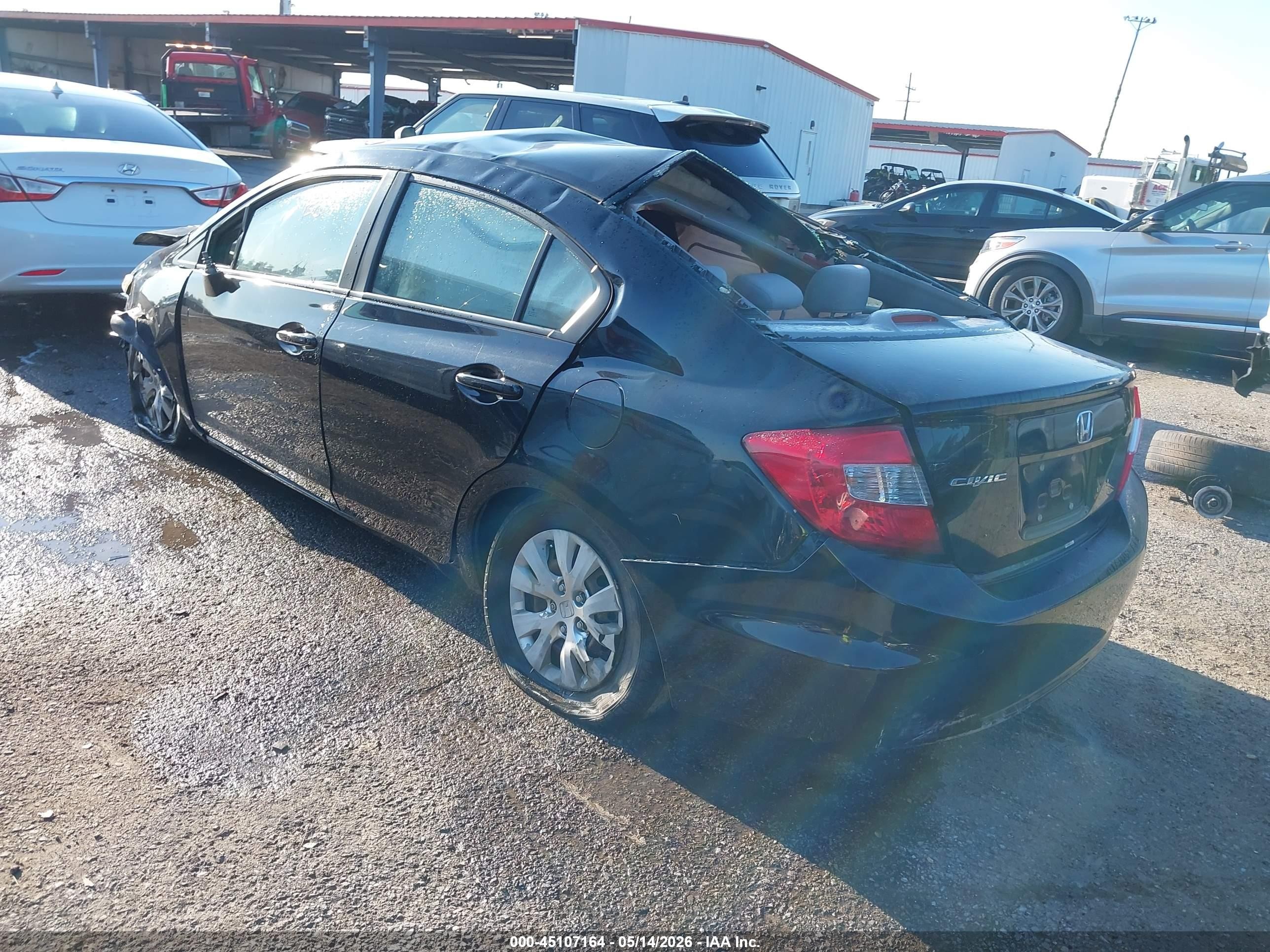 2012 Honda Civic Lx Black vin: 19XFB2F58CE107375