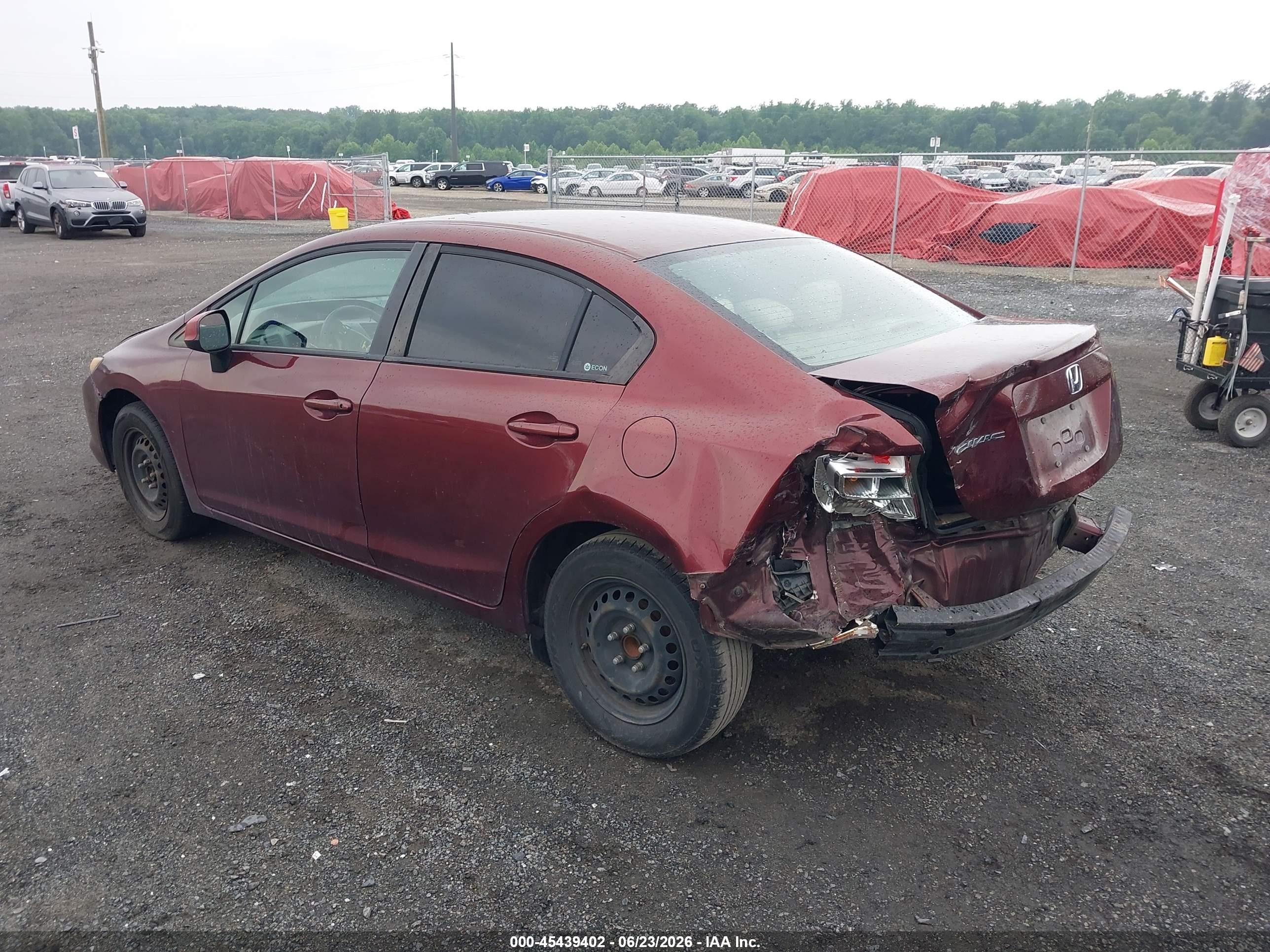 2012 Honda Civic Lx Burgundy vin: 19XFB2F58CE323162
