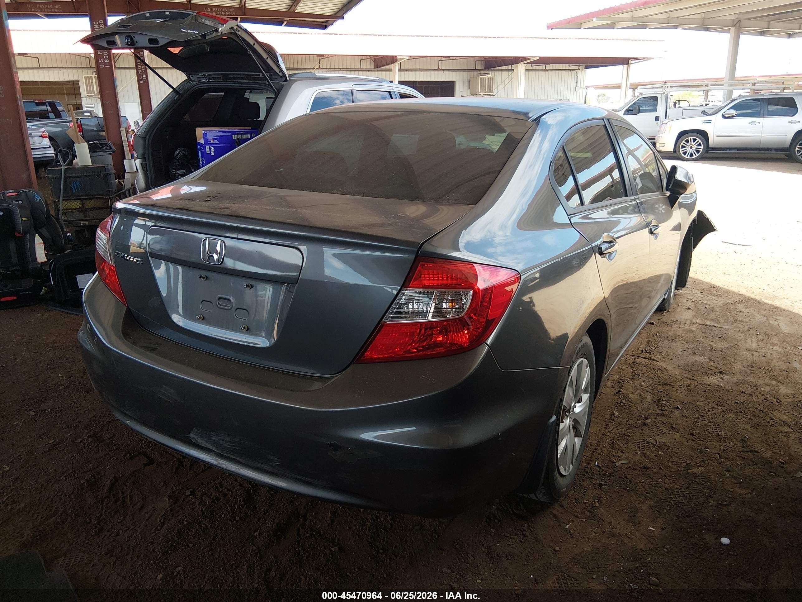 2012 Honda Civic Lx Gray vin: 19XFB2F58CE323789