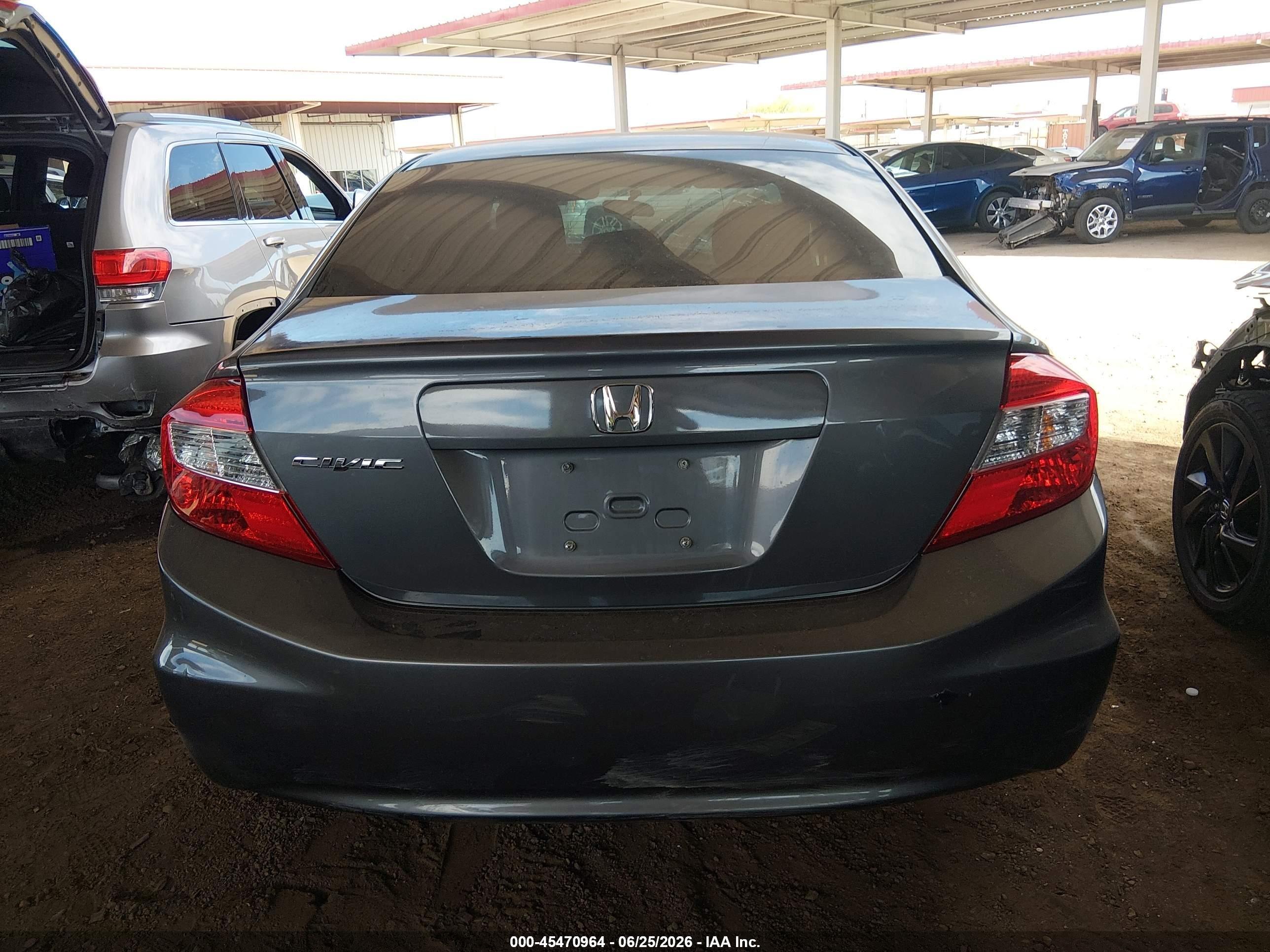 2012 Honda Civic Lx Gray vin: 19XFB2F58CE323789