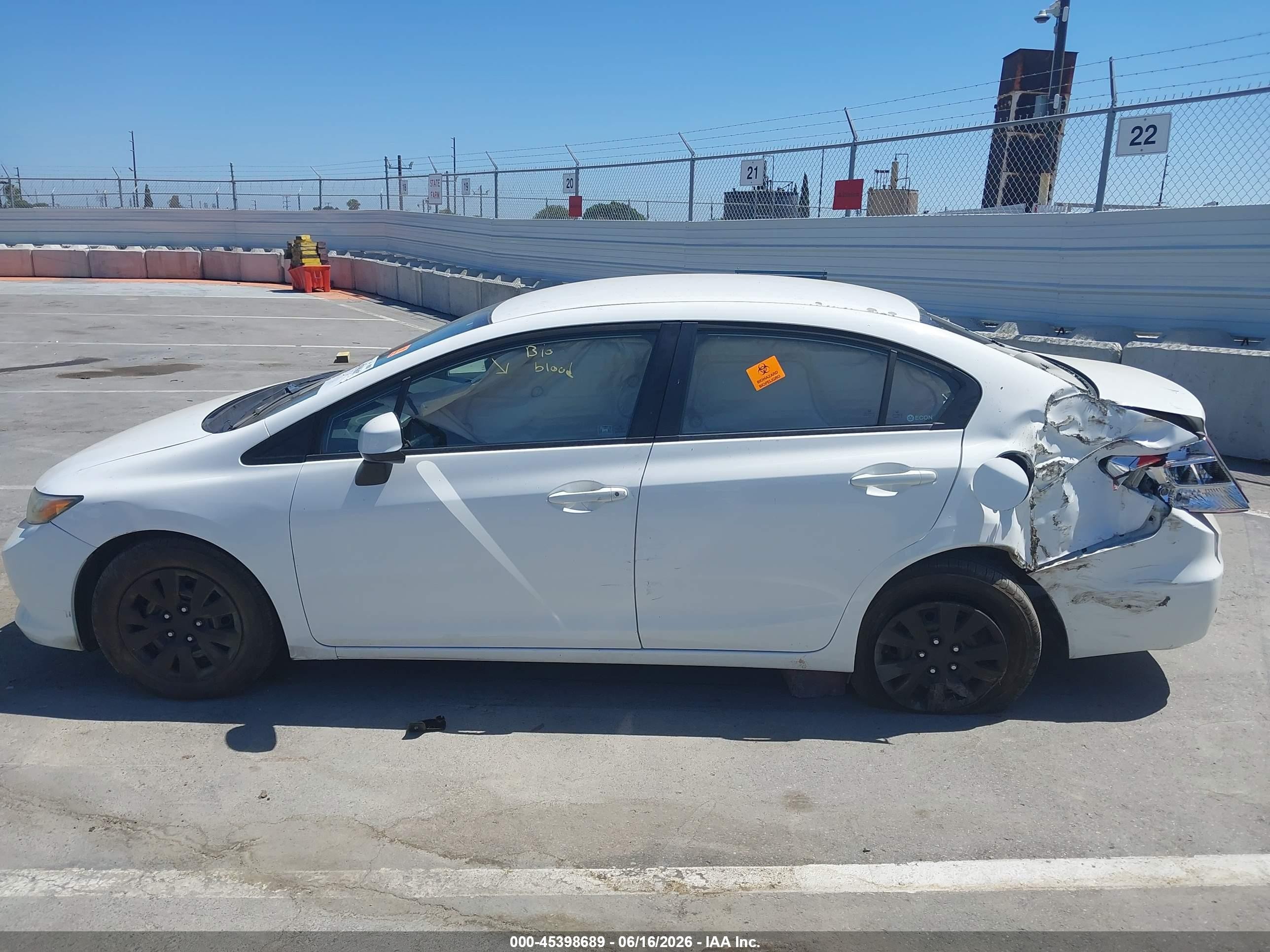 2012 Honda Civic Lx White vin: 19XFB2F58CE351348