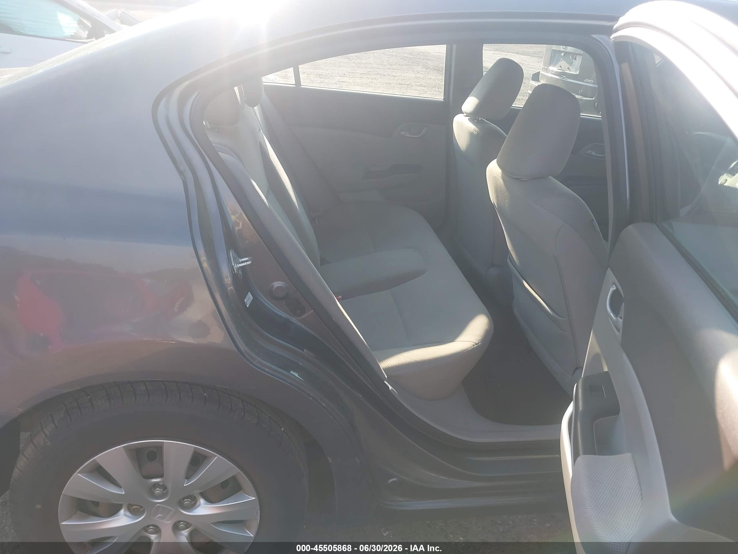 2012 Honda Civic Lx Gray vin: 19XFB2F58CE354573