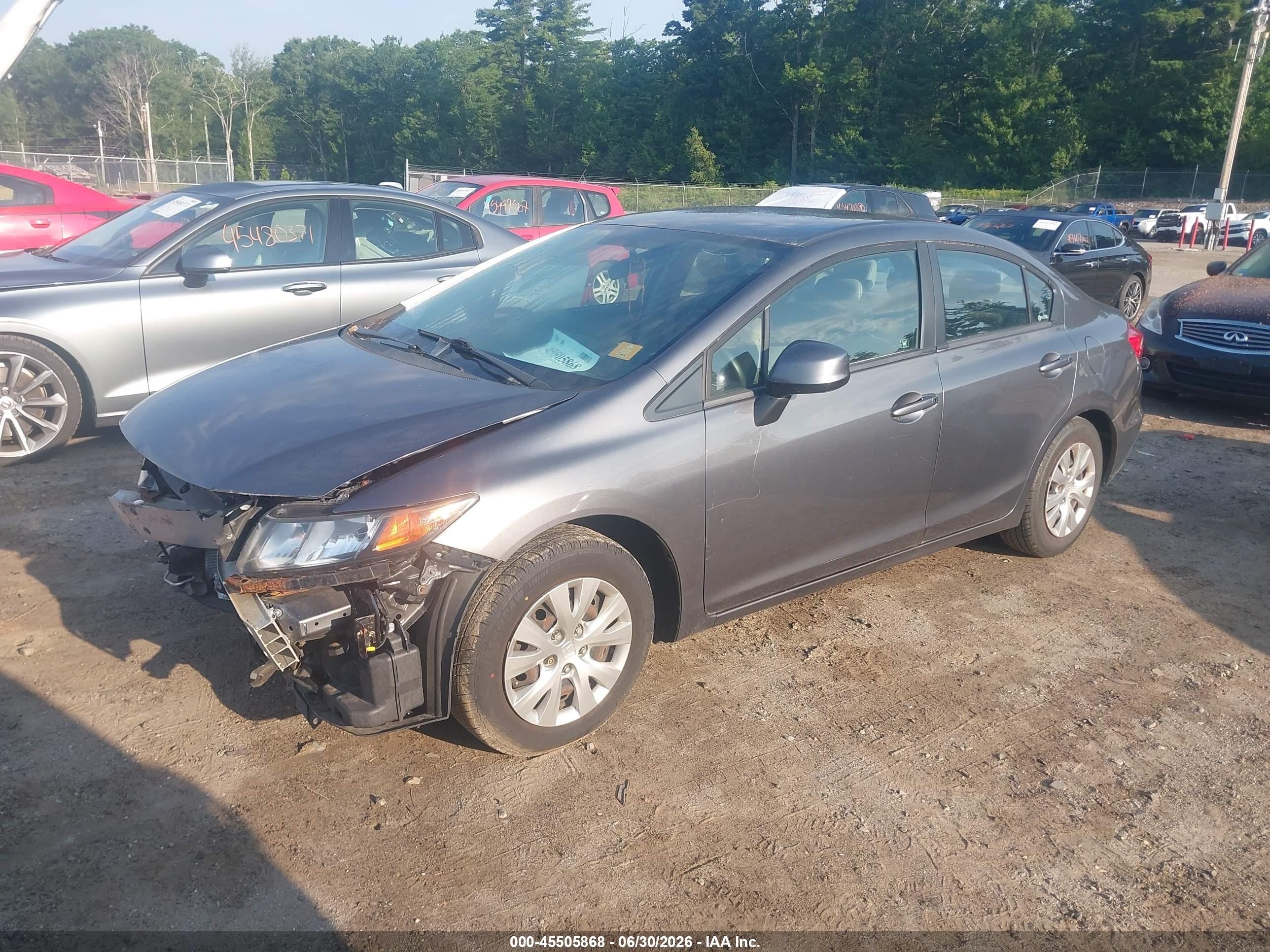 2012 Honda Civic Lx Gray vin: 19XFB2F58CE354573