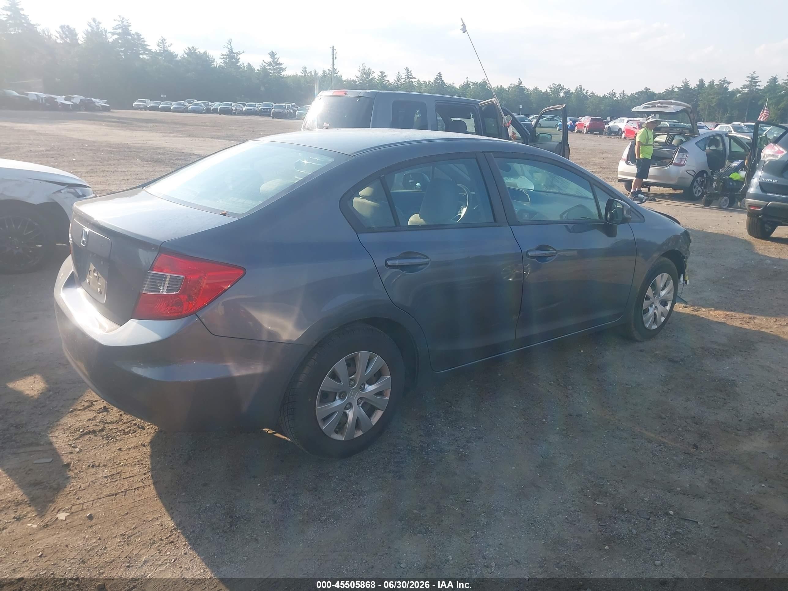 2012 Honda Civic Lx Gray vin: 19XFB2F58CE354573