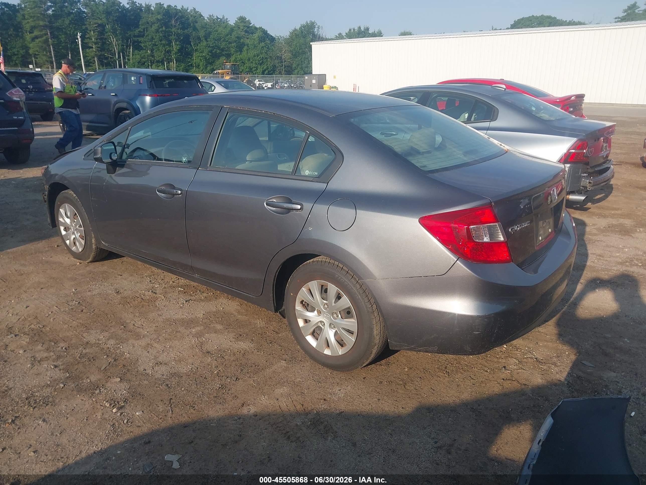 2012 Honda Civic Lx Gray vin: 19XFB2F58CE354573